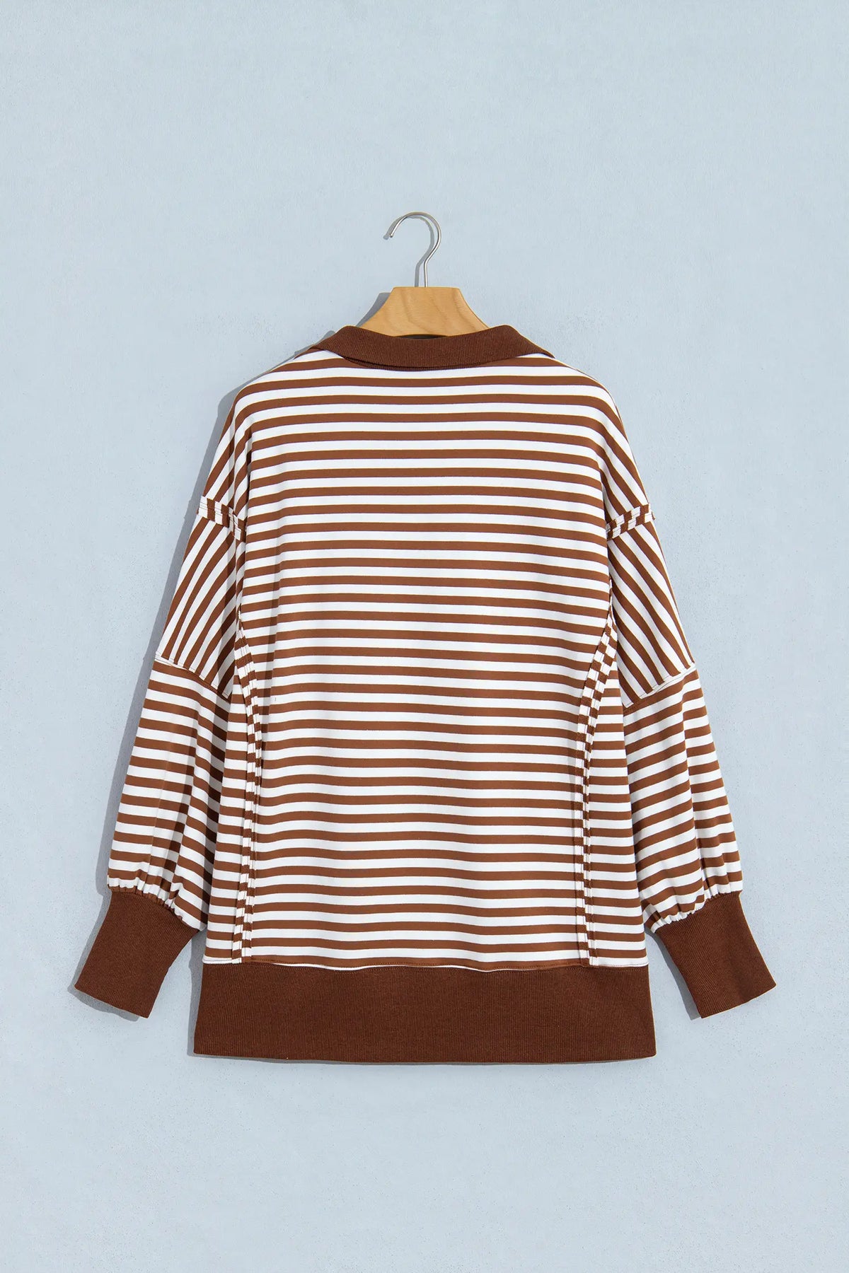 Colour Block Trim Raw Seam Split Hem Loose Pullover Sweatshirt