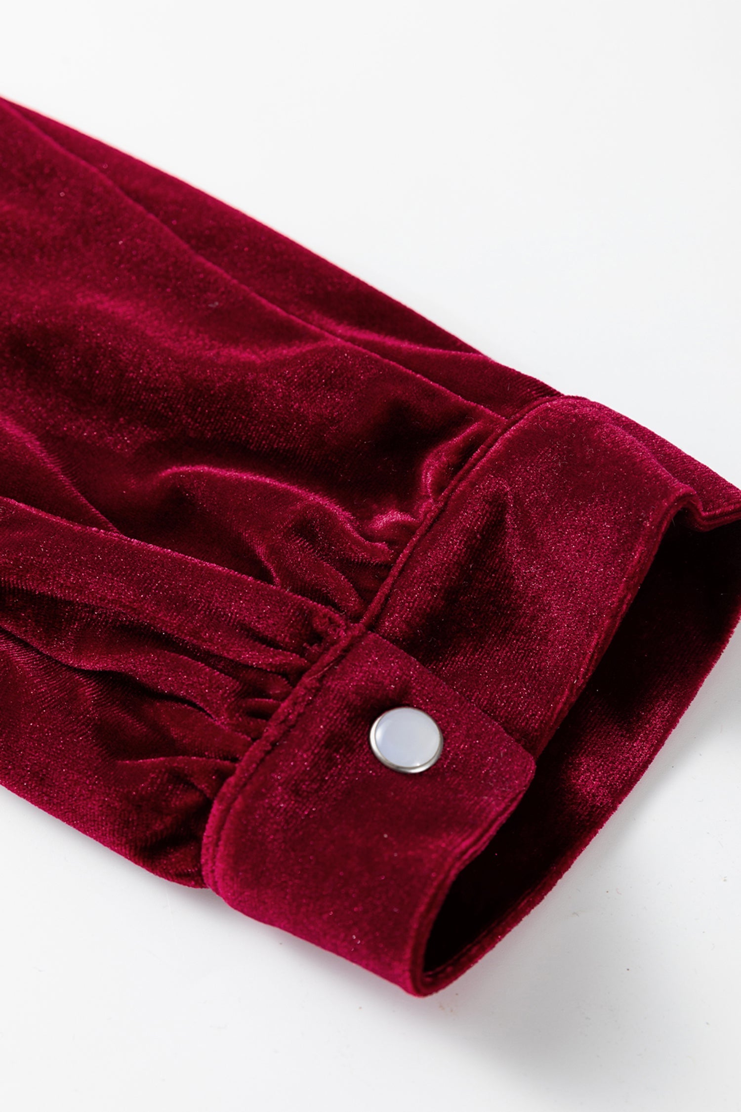 Asymmetric Button Keyhole Neck Long Sleeve Velvet Blouse - Tops/Blouses & Shirts