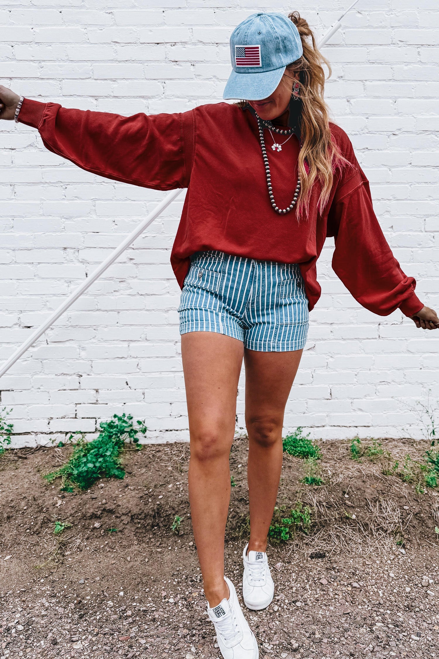 Ribbed Detail Drop Shoulder Cutout Back Sweatshirt – Racing Red