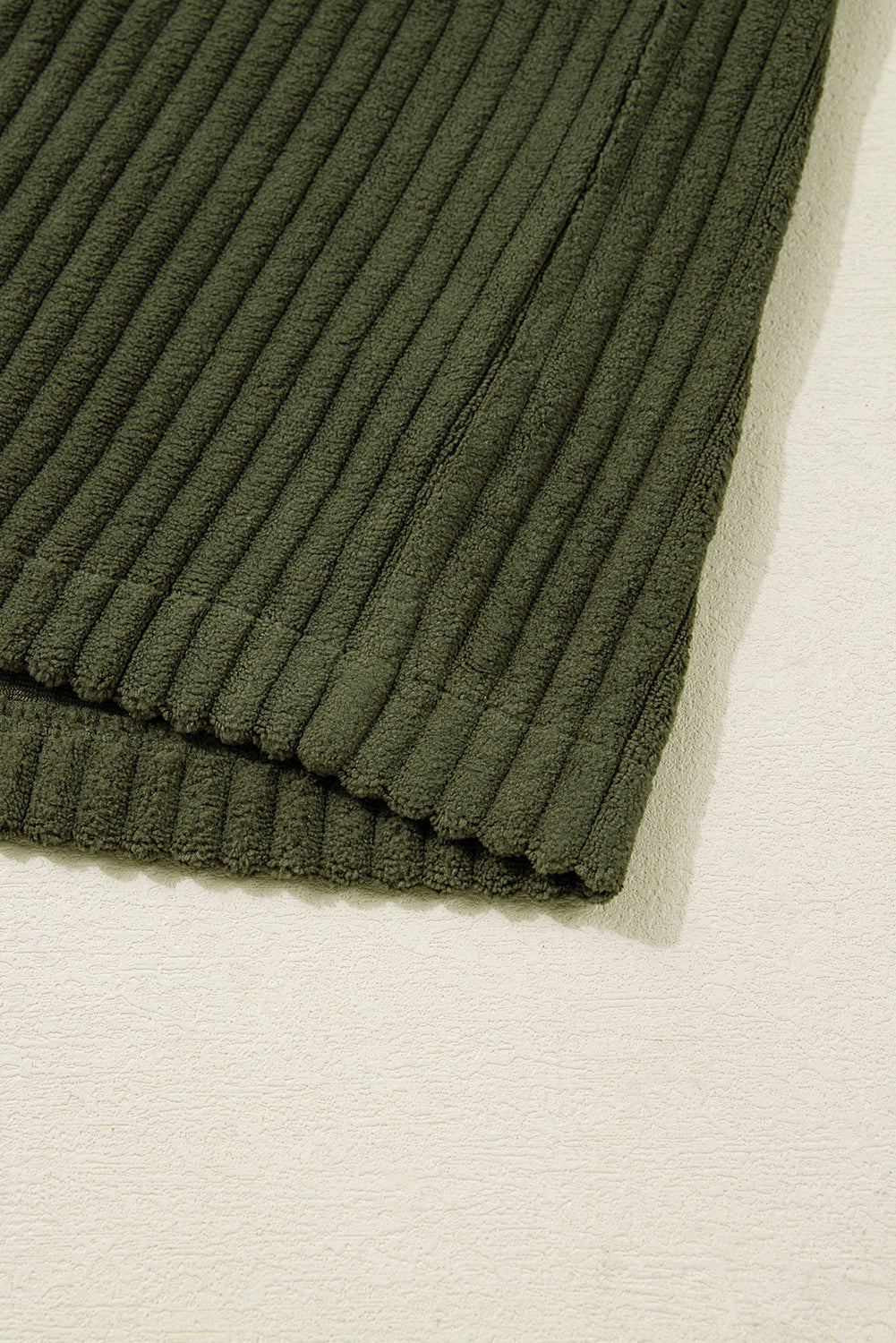 Green Ribbed Fleece Plaid Print Patchwork Button Up Jacket - eAura