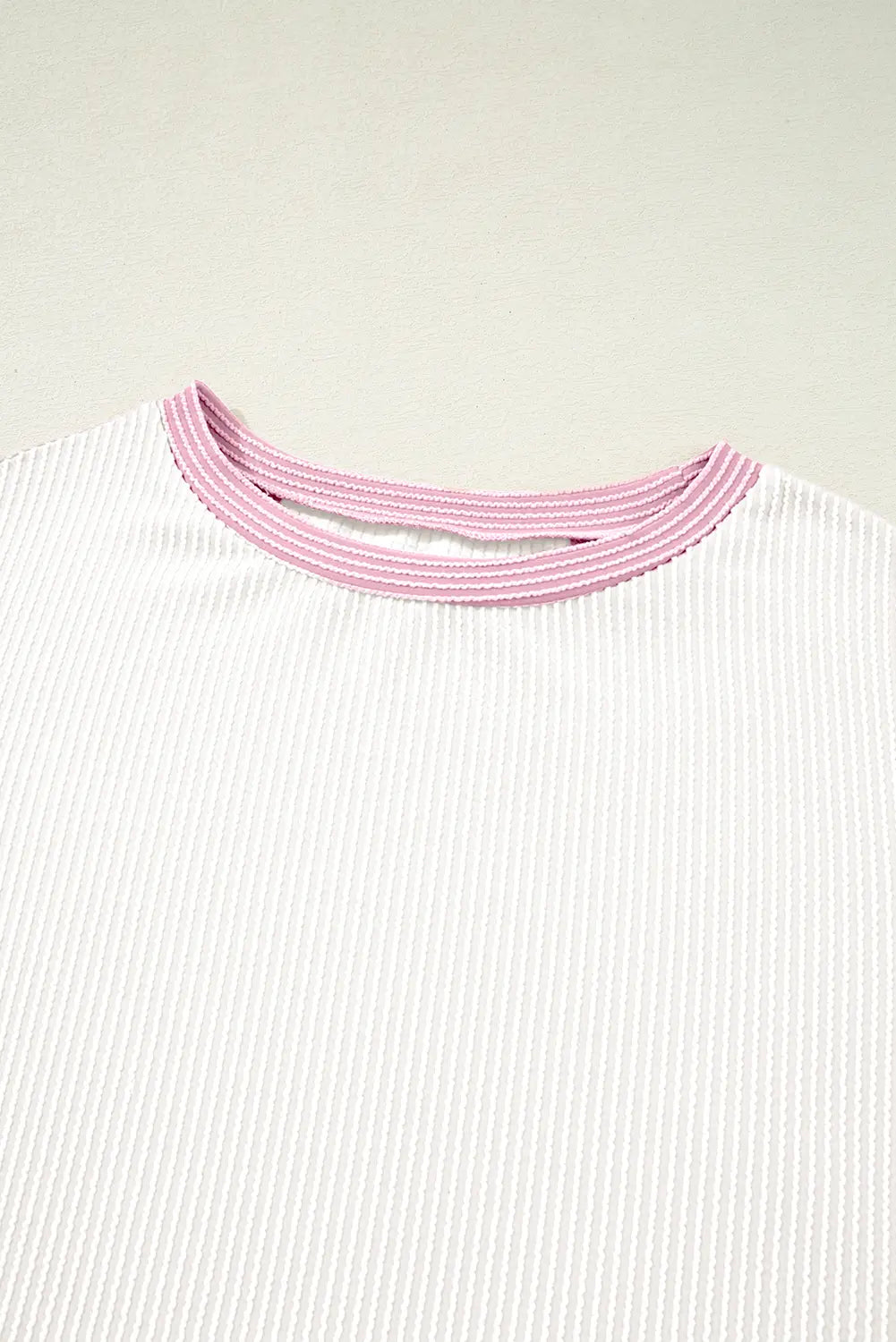 Corded Colourblock Crewneck Tee – White