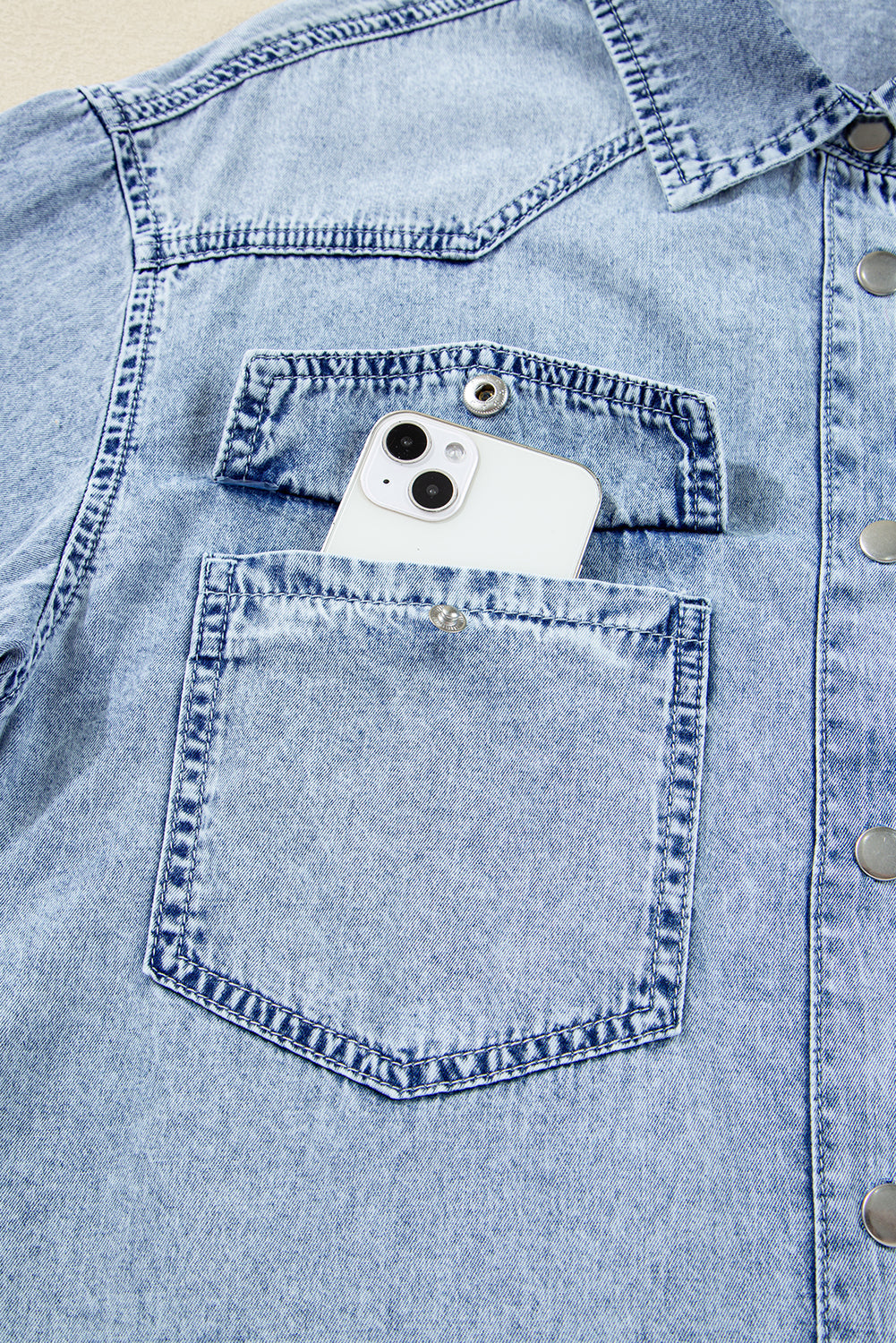 Beau Blue Chest Pocket Raw Hem Denim Baggy Shirt Dress Dear-Lover Dropshipping