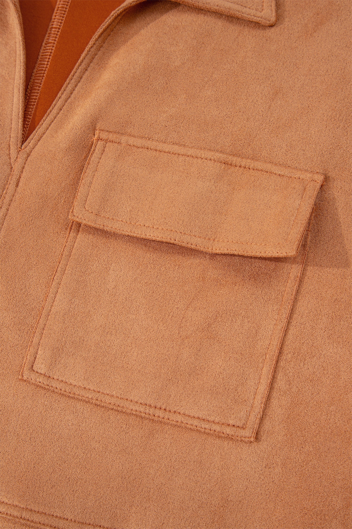 Collared V-Neck Faux Suede Short Sleeve Shift Mini Dress - eAura