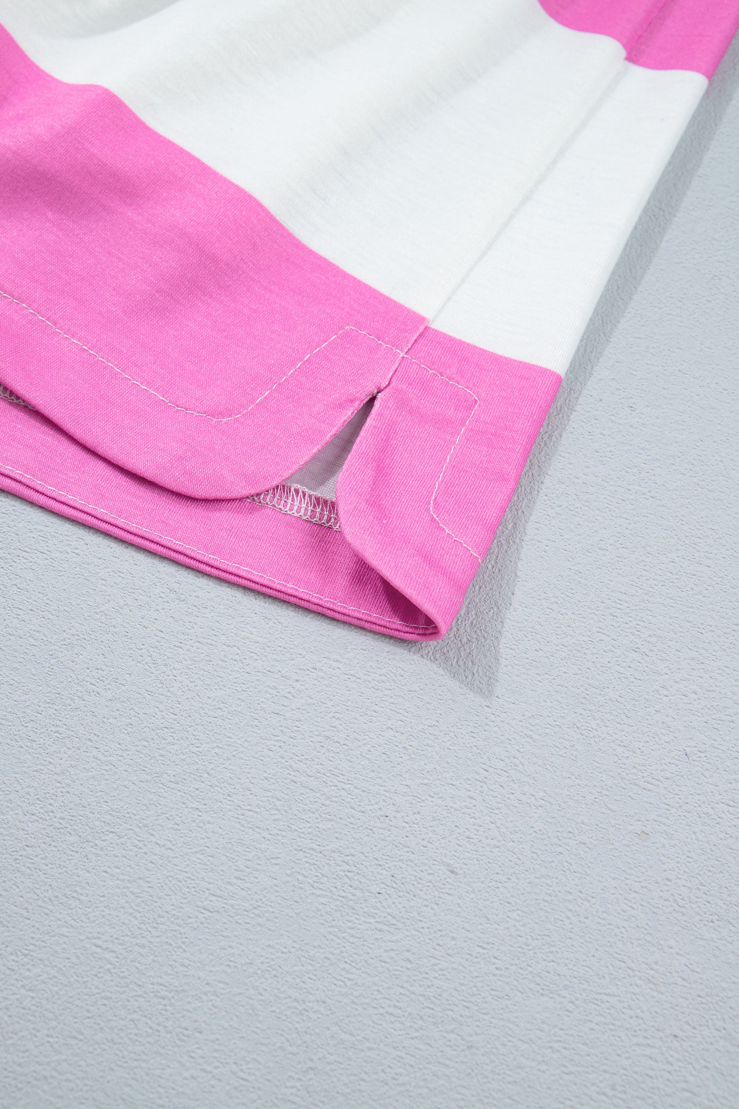 Colorblock Trim Polo Tee Drawstring Mini Skort 2pcs Set – Rose Stripe