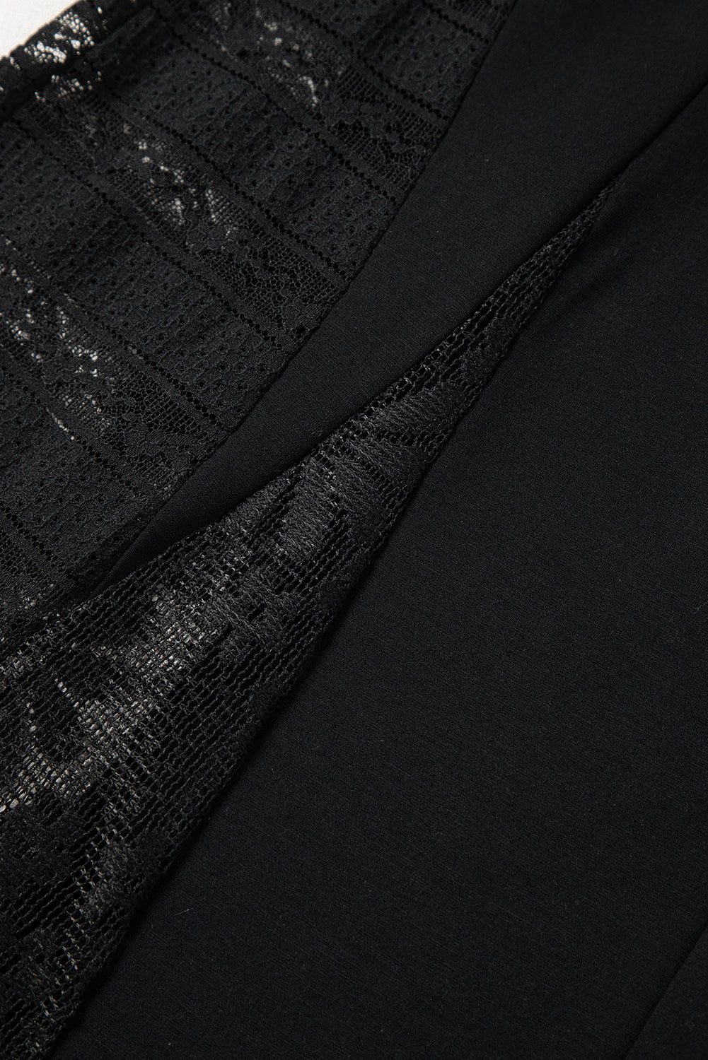 Black Boho Lace Patchwork Wide Leg High Waist Trousers eAura