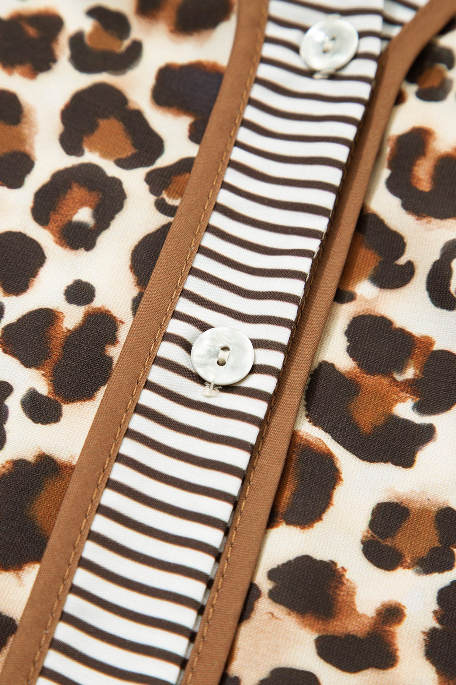 Leopard Print Striped Patchwork 3/4 Sleeve Loose Mini Dress - eAura