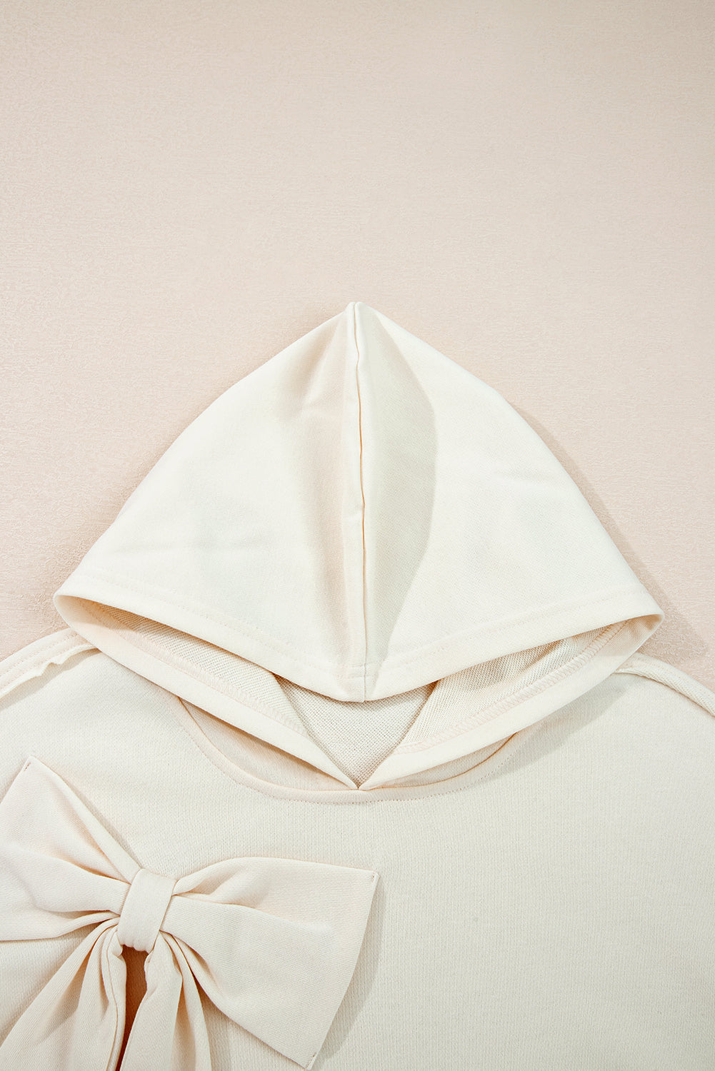 White Cute Bow Detail Baggy Hoodie eAura