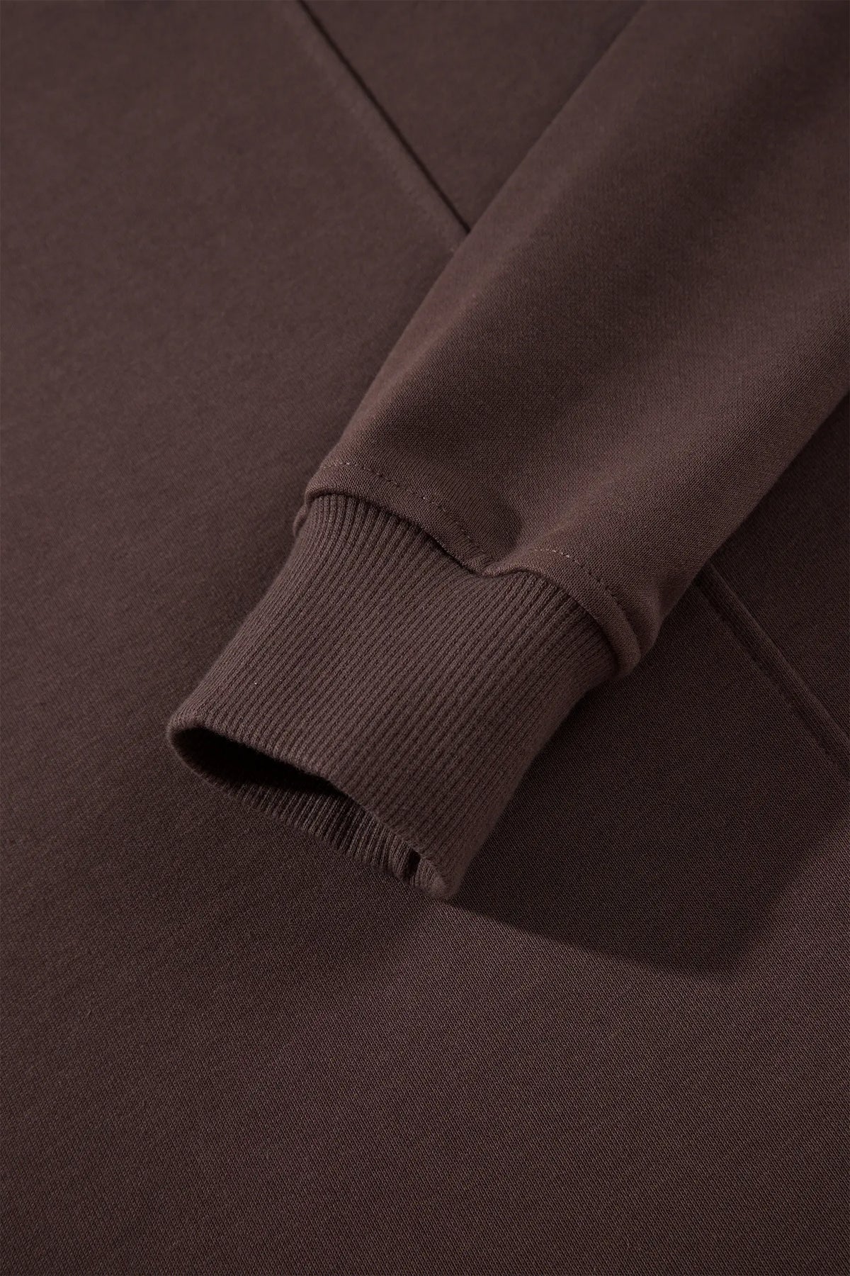Coffee Solid Colour Piping Trim Mock Neck Pullover Drawstring Pants Set – Brown