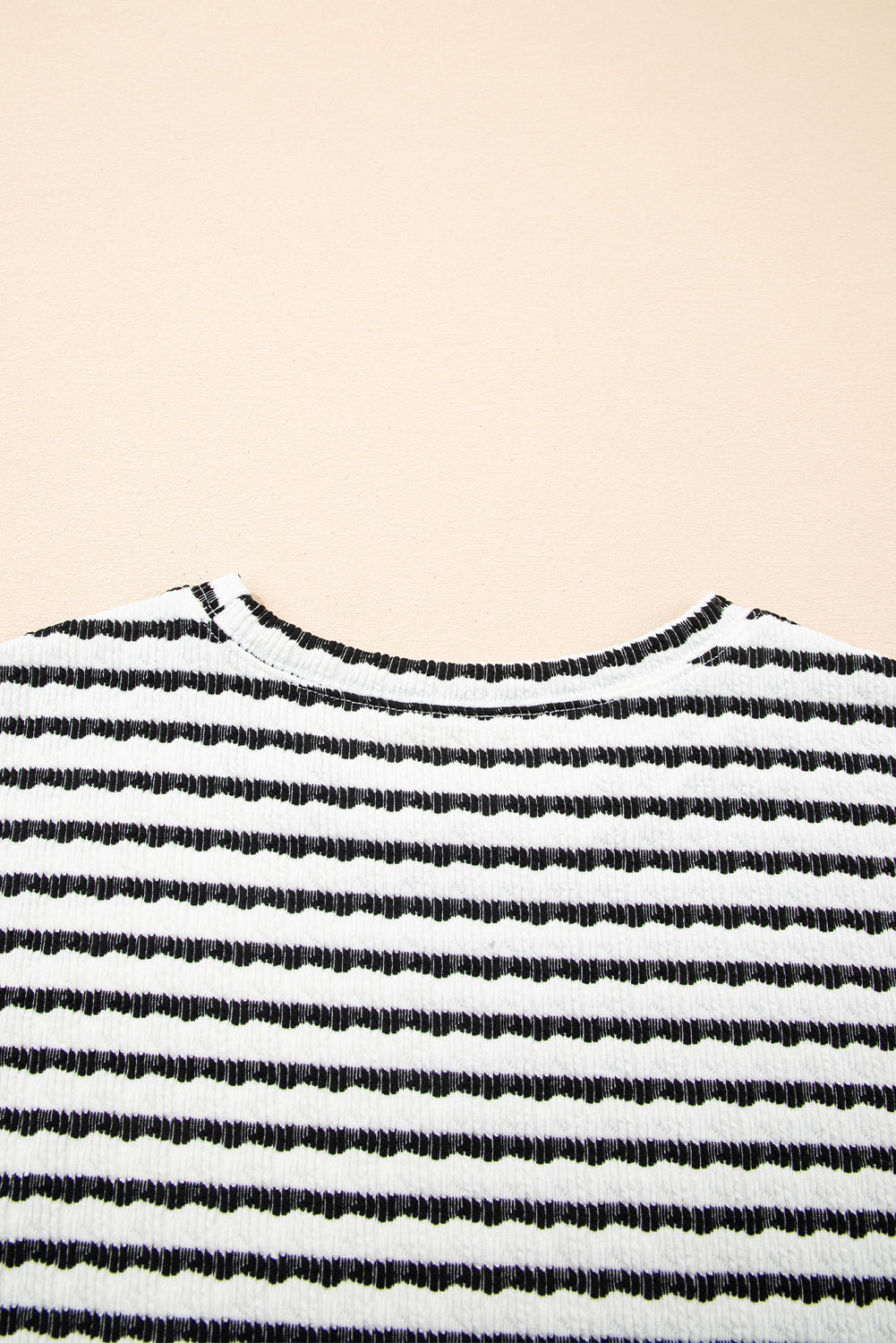 Black Stripe Knitted Short Sleeve Top and Drawstring Shorts Set eAura