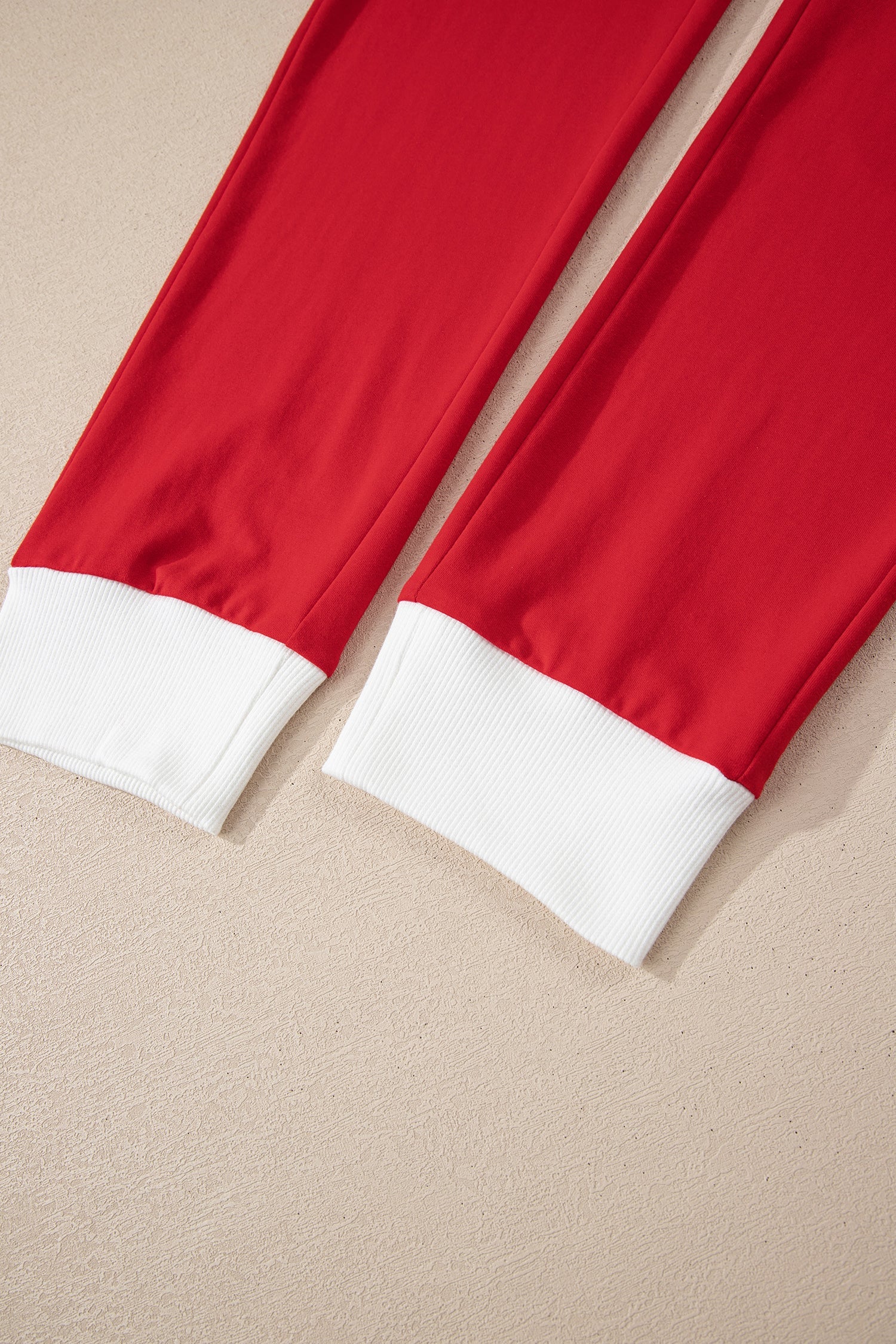 Fiery Red Contrast Trim Button V Neck Ribbon Bow Knot Waist 2pcs Lounge Pant Set - eAura