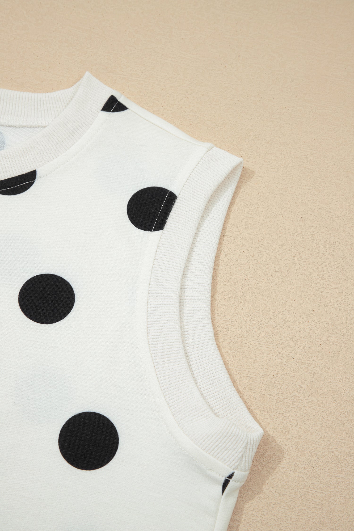 Ribbed Trim Polka Dot Print Tank Split Mini Skort Co-ord Set