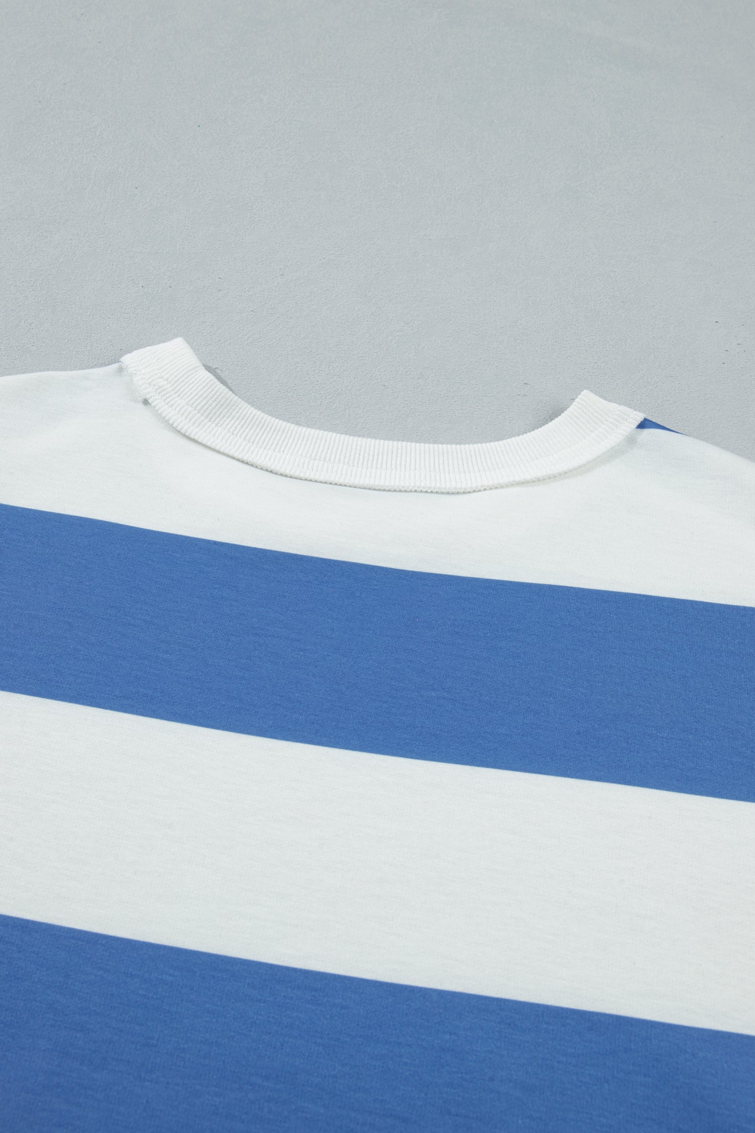 Raw Seam Shoulder Detail Casual Tee Dress – Blue Stripe