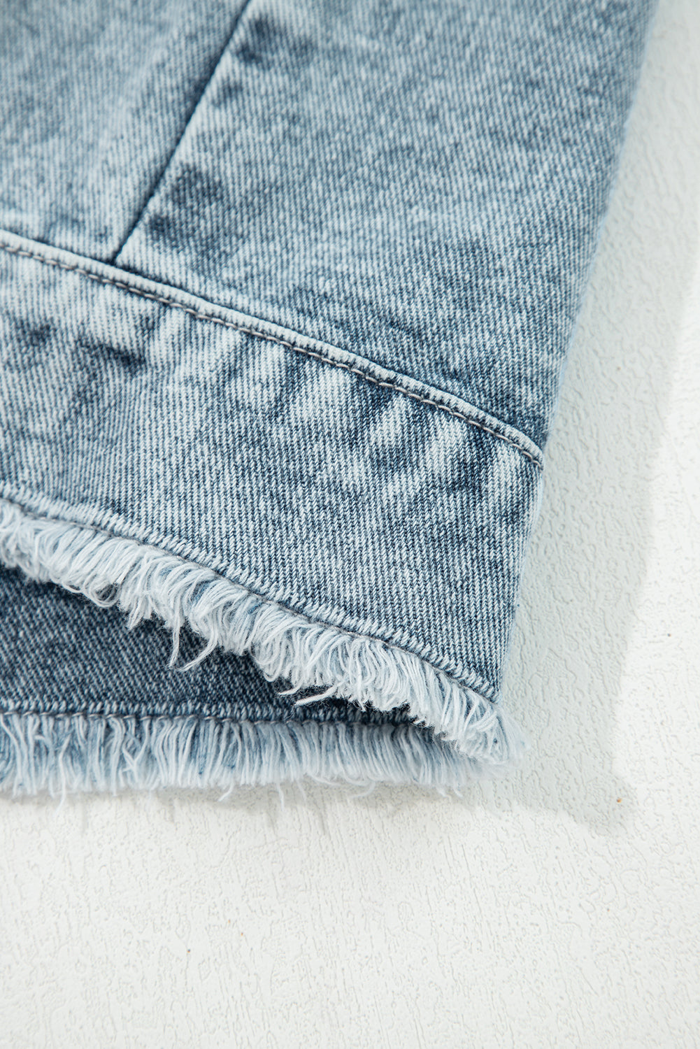 Button Flap Pocket Frayed Detail Denim Vest eAura