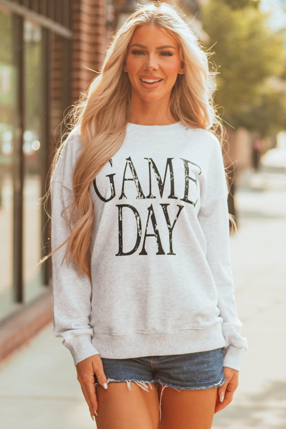 Vintage Washed GAME DAY Graphic Baggy Sweatshirt - eAura