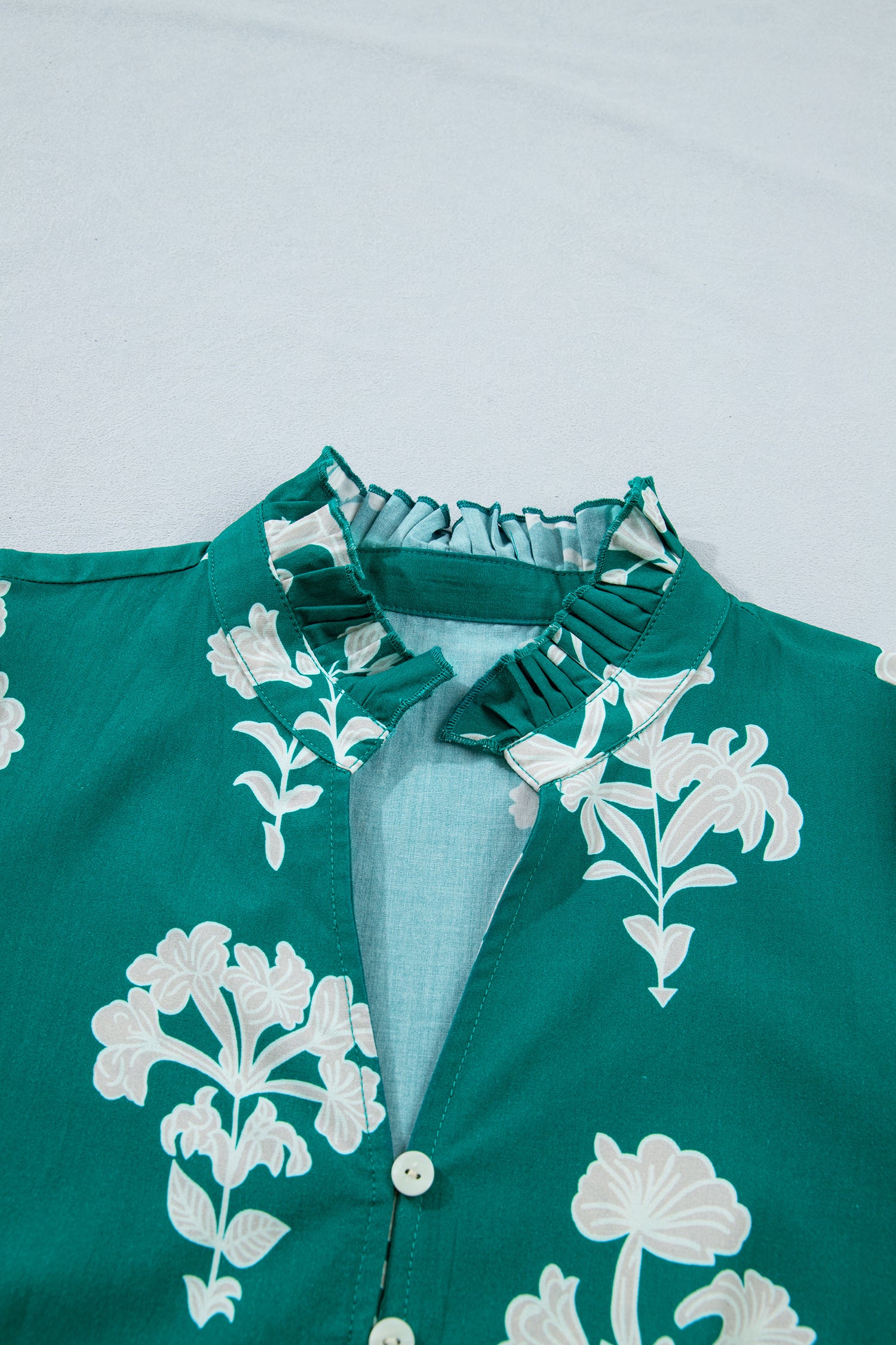 Floral Frill V-Neck Puff Sleeve Drop Waist Mini Dress