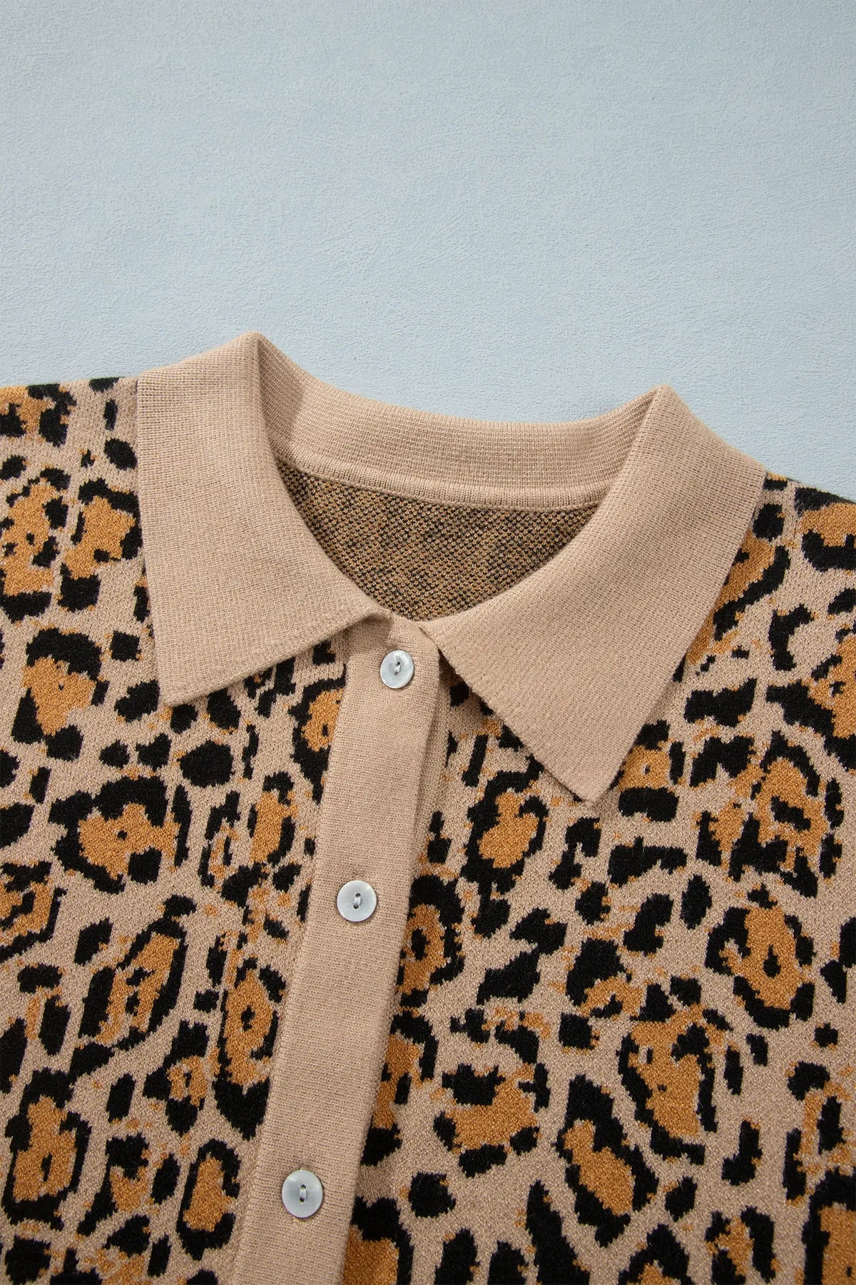 Leopard Print Button-Up Cardigan Long Sleeve Cardigans – Brown