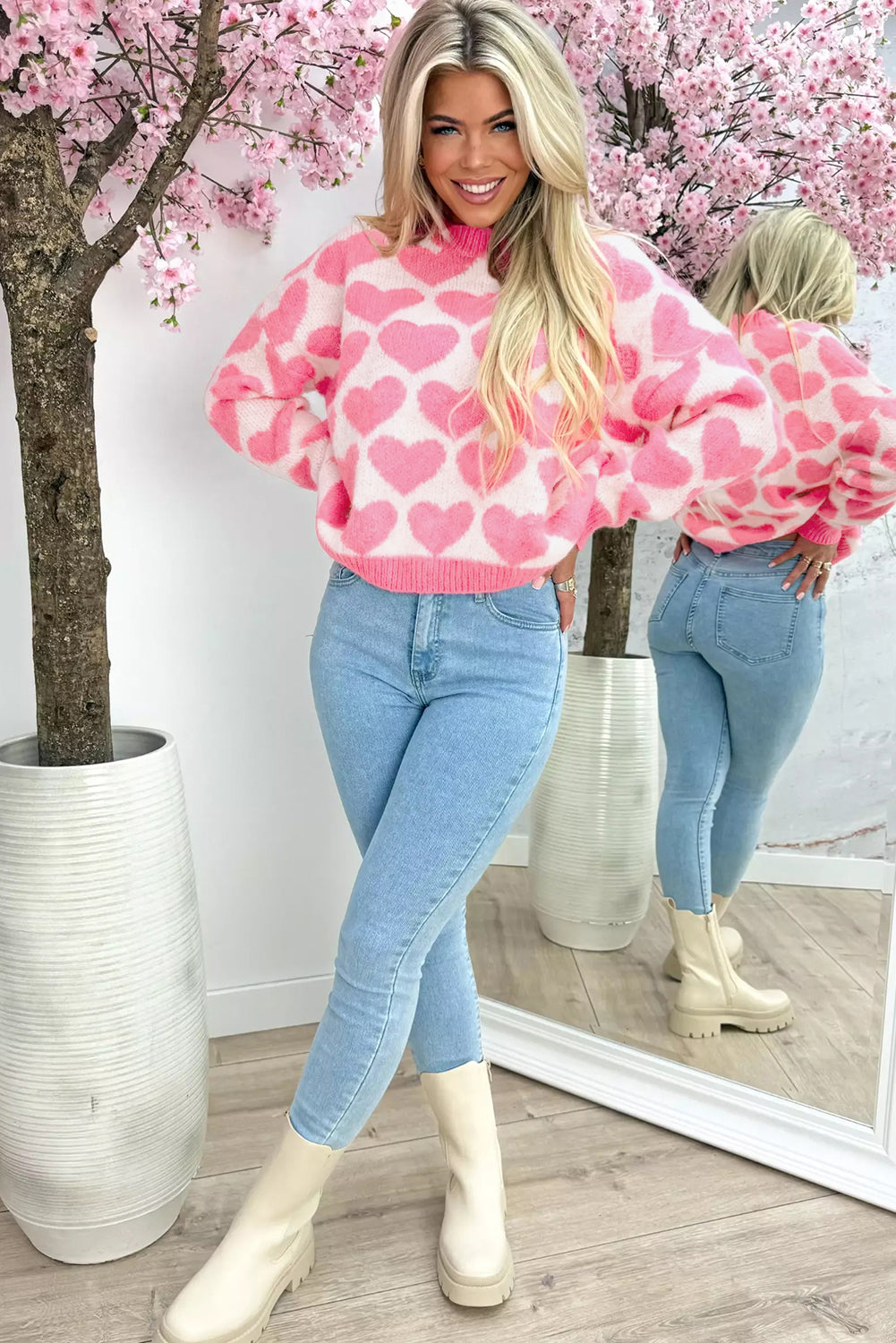 Pink Love Heart Valentine Knit Sweater - Sweaters & Cardigans/Sweaters