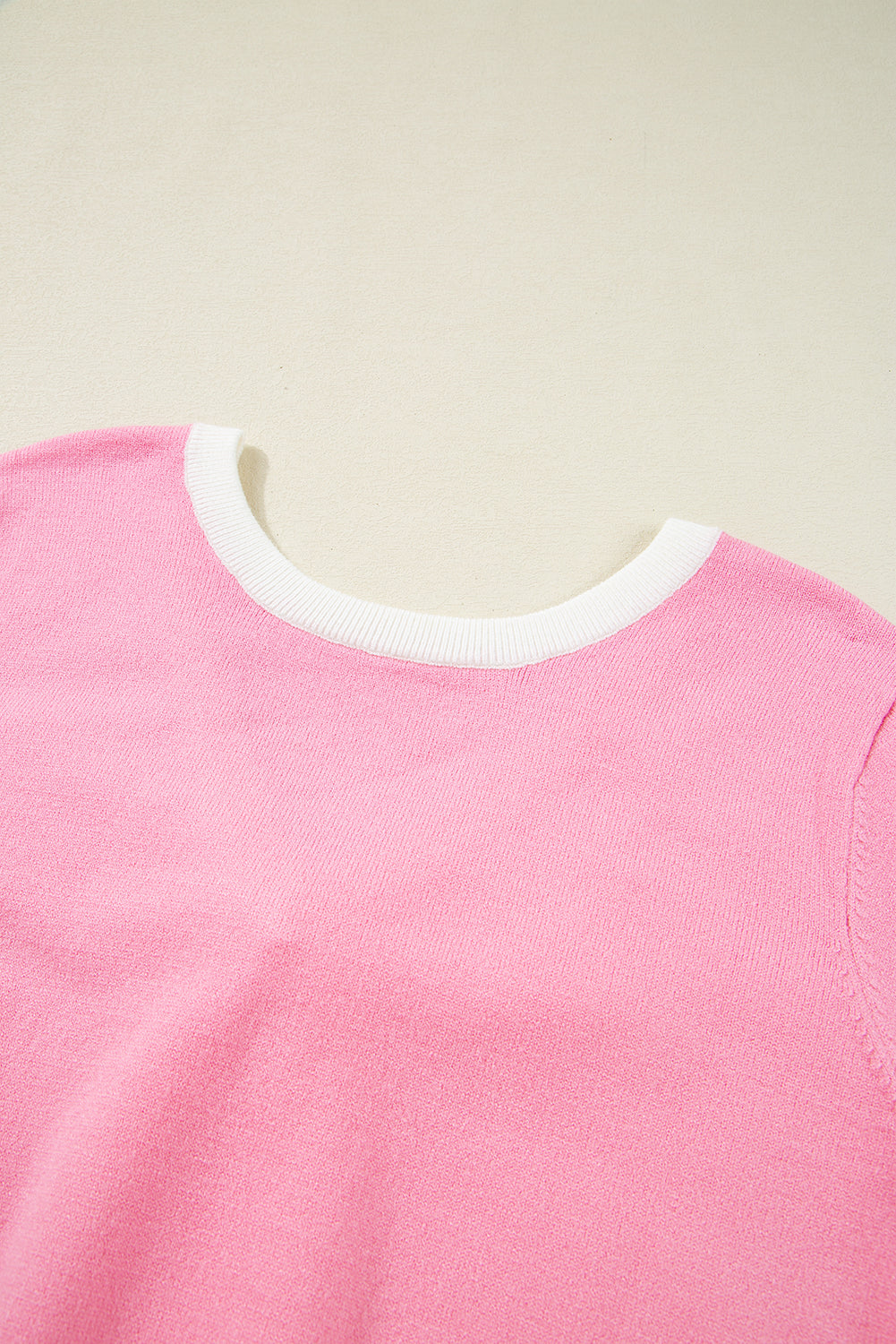 Colourblock Bow V-Shape Cut Back Short Sleeve Sweater eAura