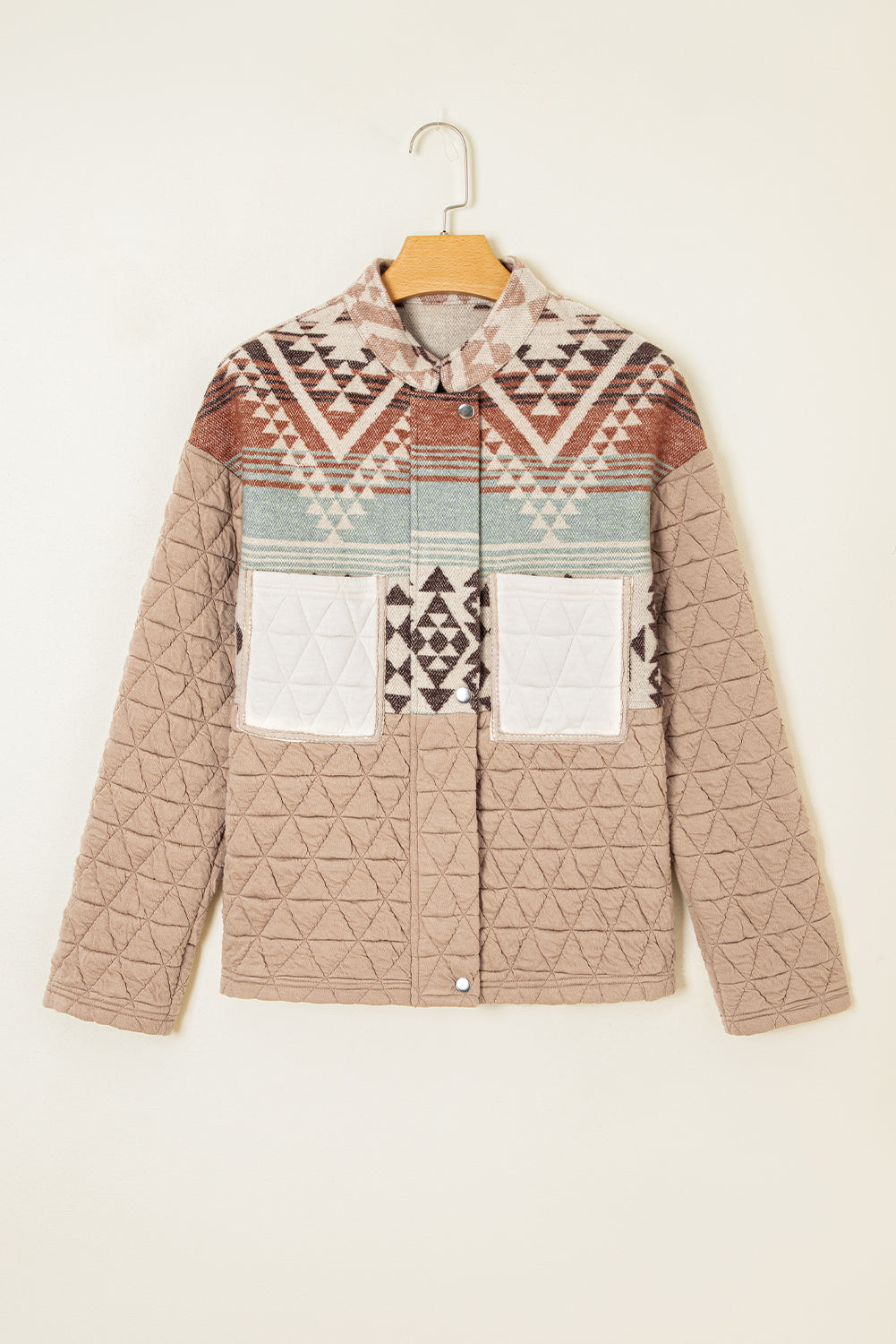 Beige Aztec Quilted Patchwork Western Jacket Dear-Lover Dropshipping