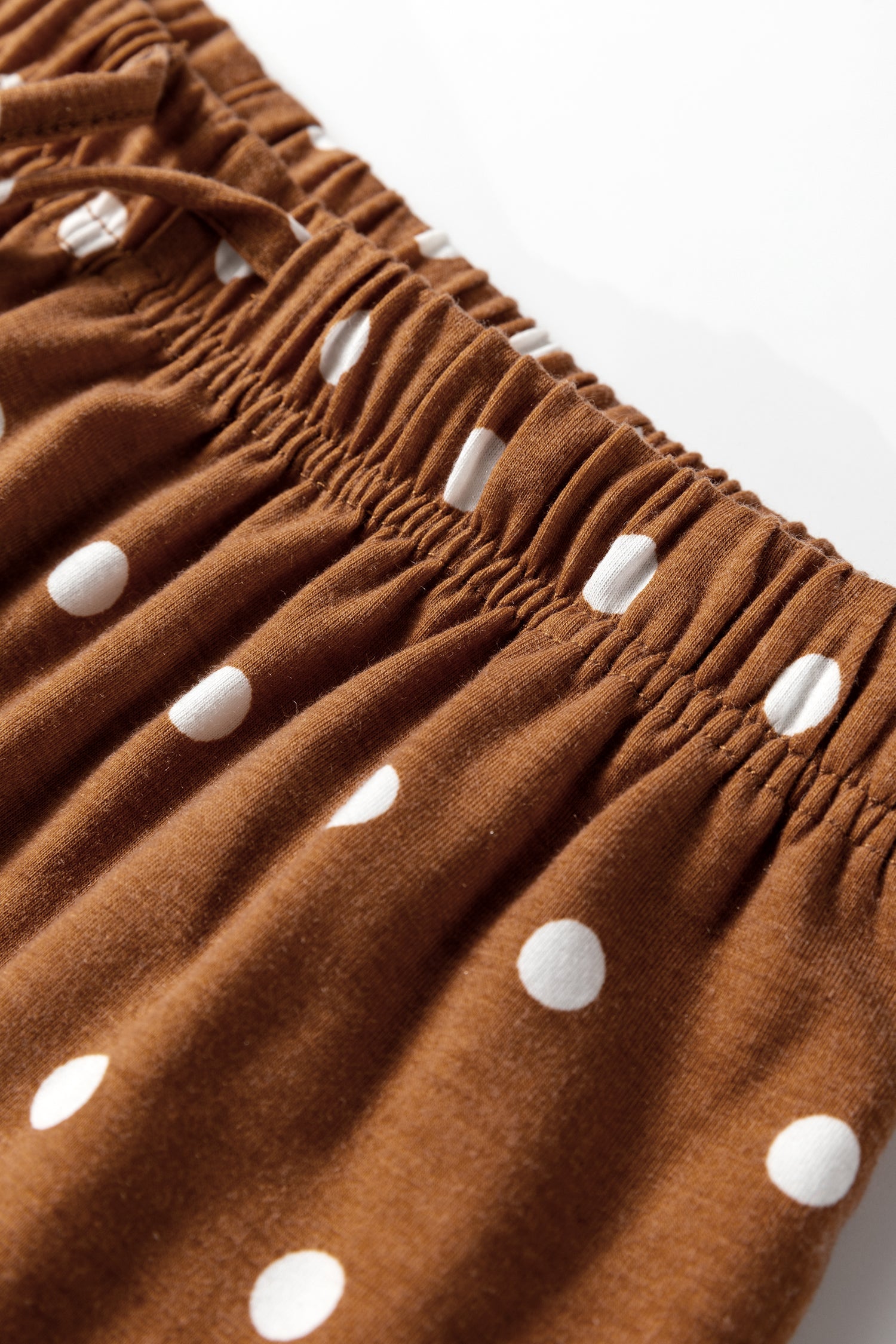 Brown Polka Dot Print Long Sleeve Shirt Pyjama Set - eAura