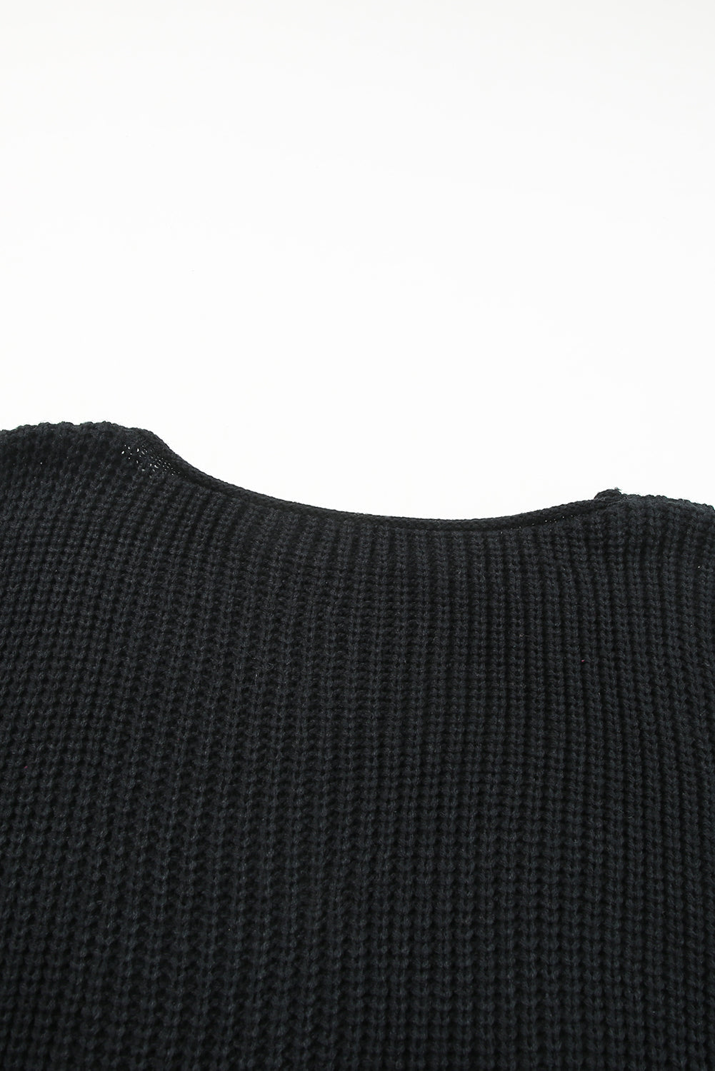 Black Floral Crochet Bell Sleeve Loose Sweater eAura