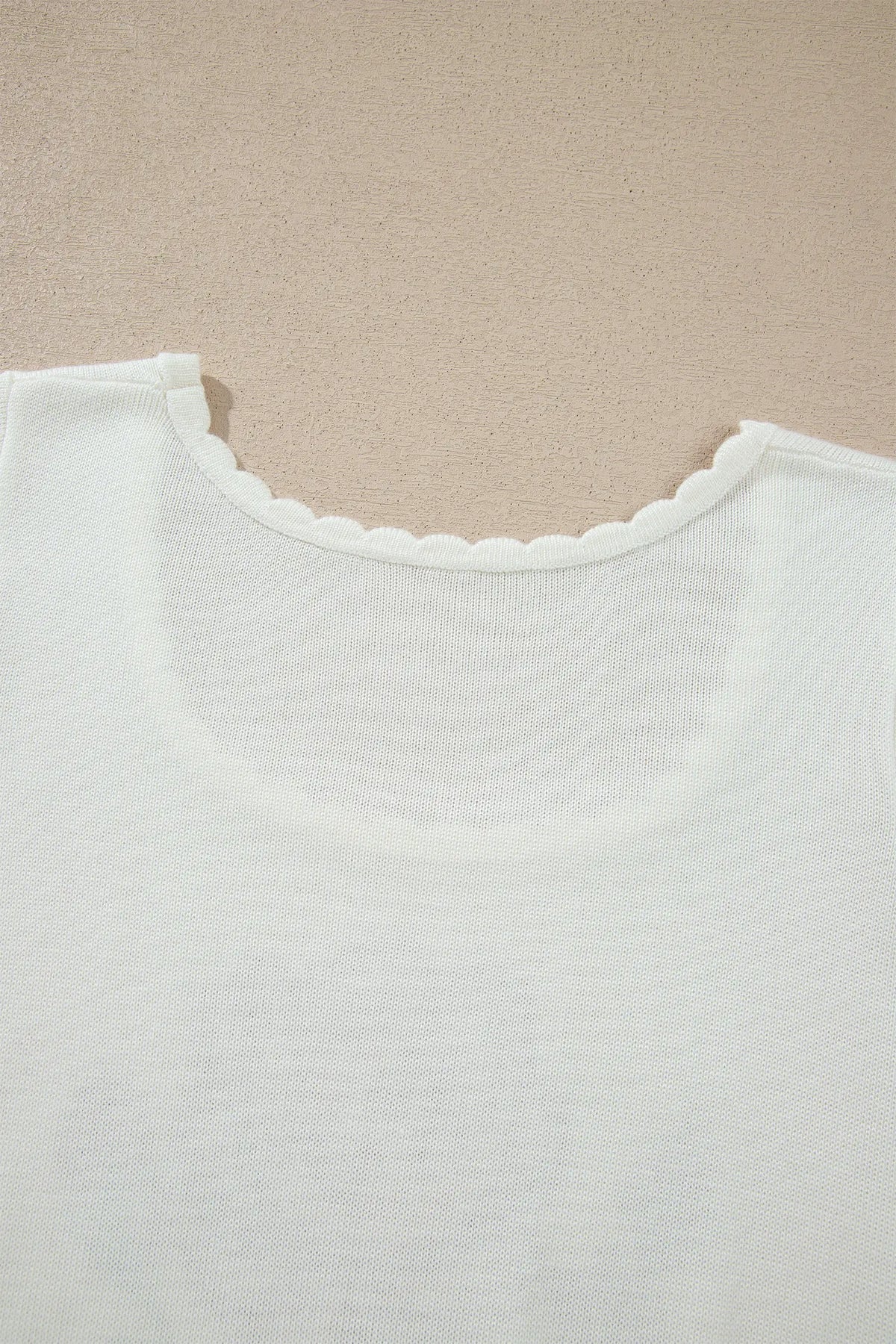 Western Floral Print Short Sleeve Square Collar Knit Sweater – White