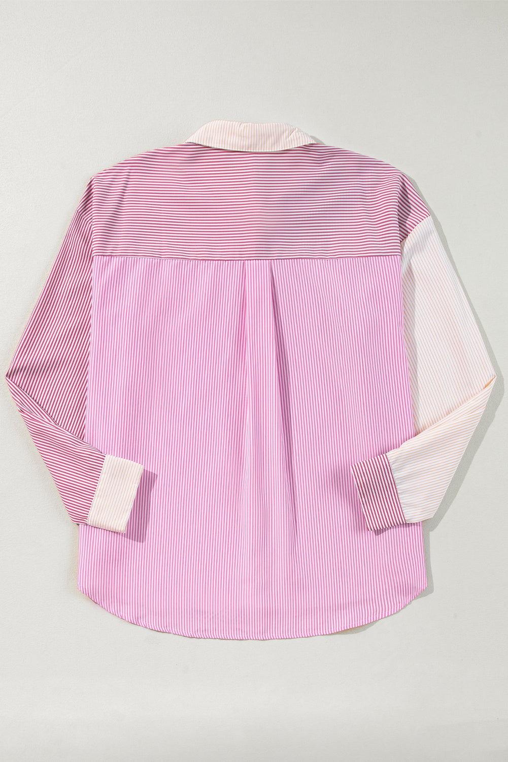 Pink Stripe Print Colourblock Plus Size Shirt BB Fashion Outlet