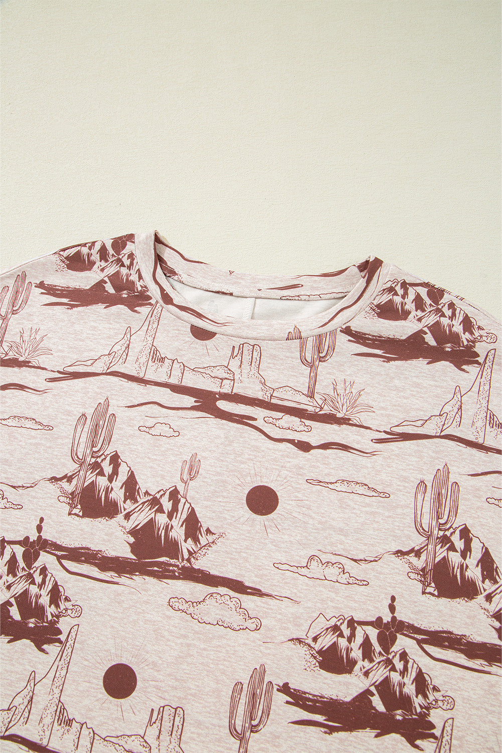 Brown Desert Sand Print Short Sleeve Knit Top eAura