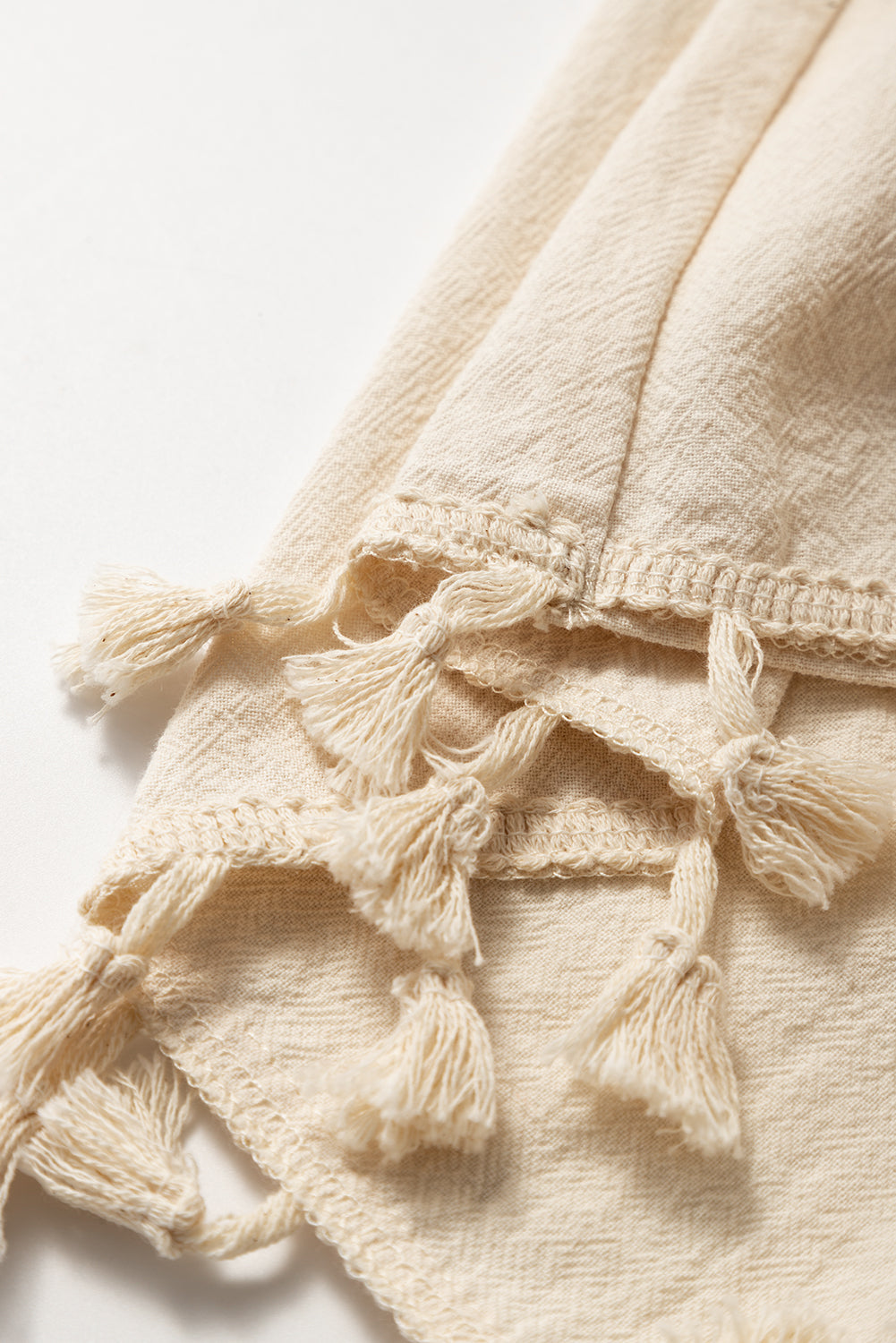 Apricot Tassel Trim Wrap Knot Side Bohemian Style Mini Skort - eAura