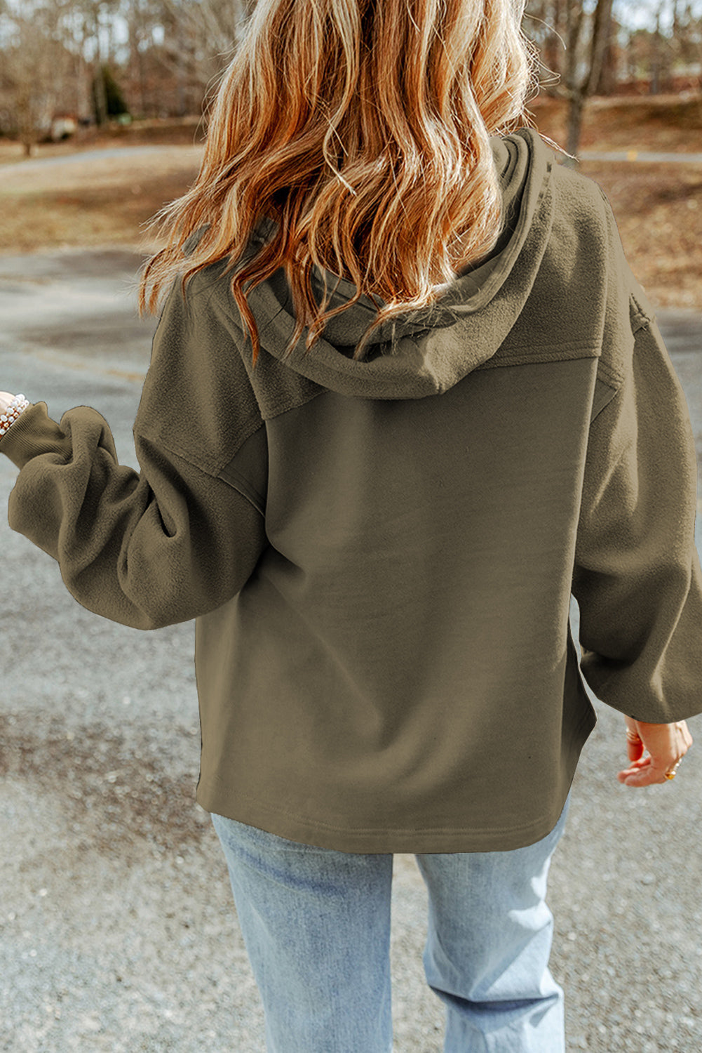 Flap Pocket Drawstring Hood Zip Up Jacket Beagle Boutique Fashion Outlet