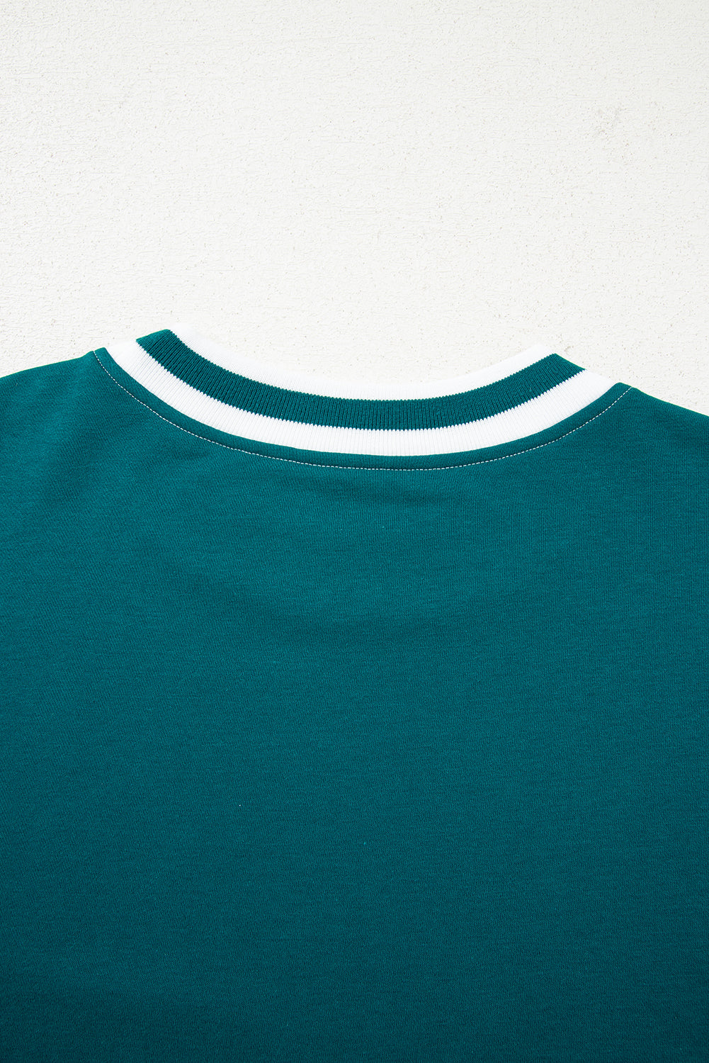 Green Contrast Striped Patchwork Drop Shoulder Sweatshirt - eAura