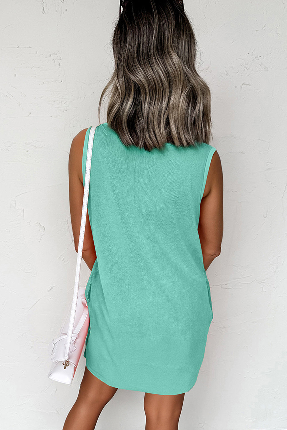 Mineral Wash Sleeveless Mini Dress with Pockets eAura