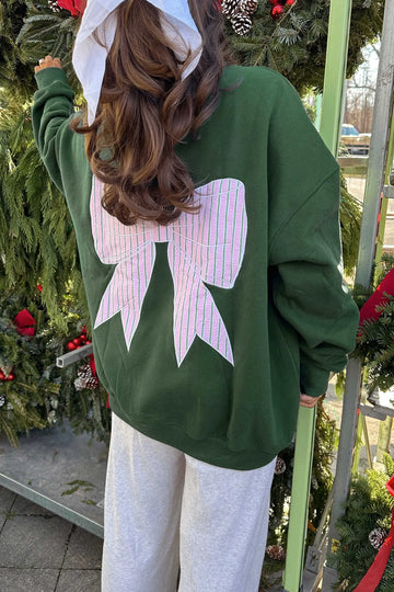 Striped Bow Graphic Oversized Sweatshirt