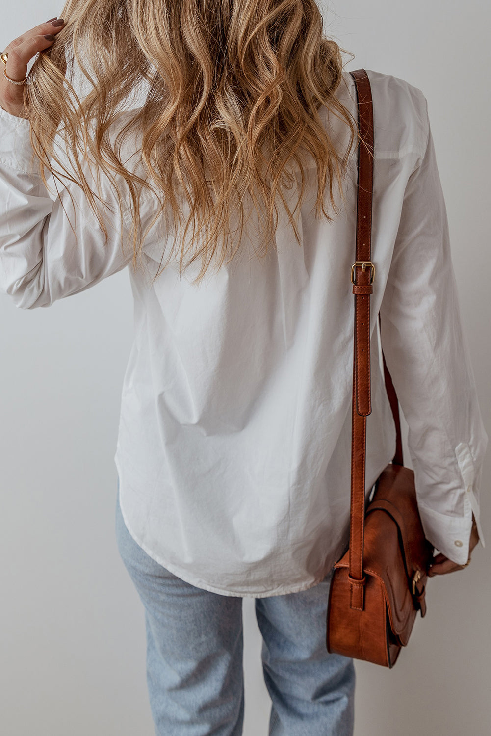 White Lace Crochet Trim Turn Down Collar Buttoned Shirt eAura