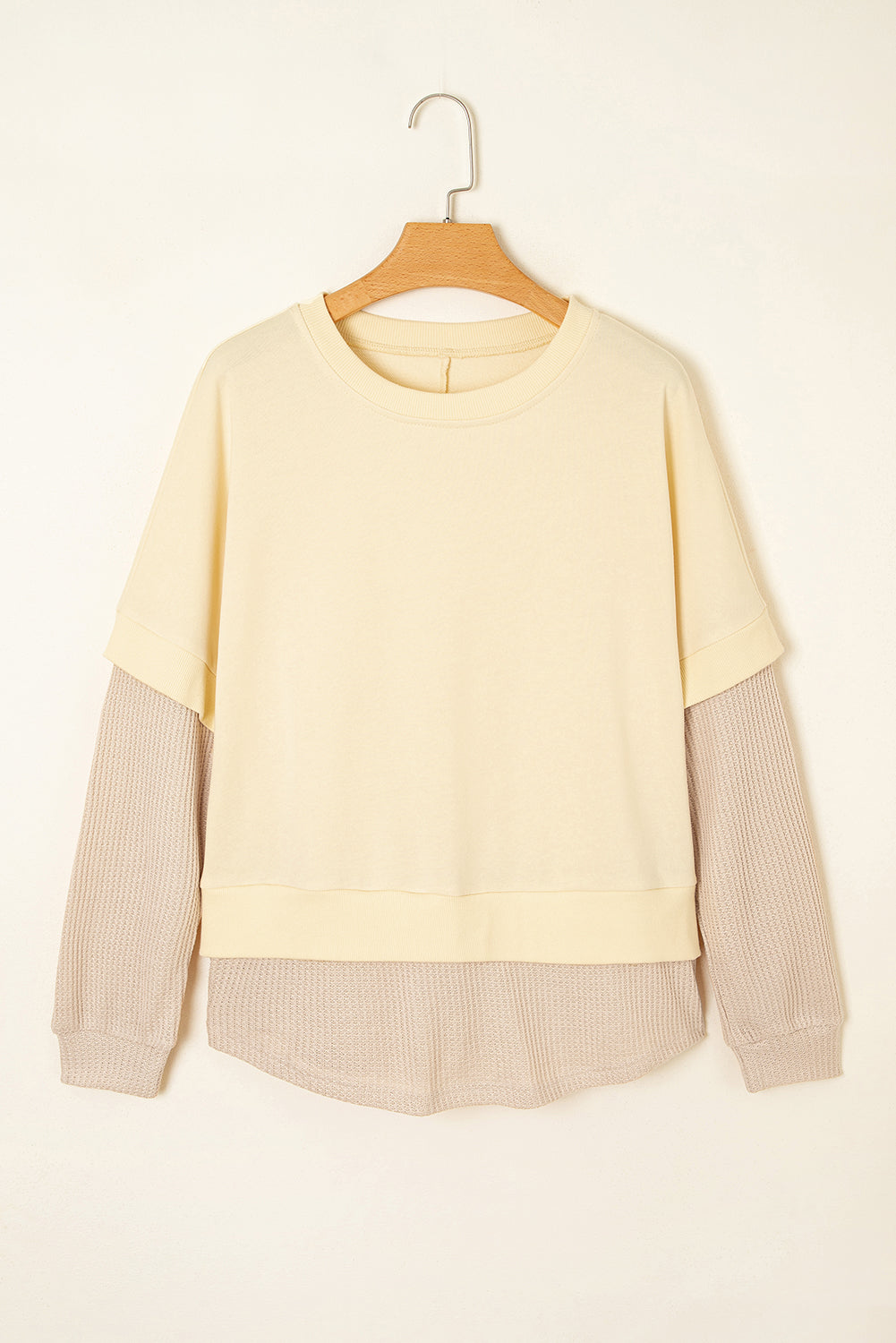 Faux Two Piece Patchwork Round Neck Sweatshirt - eAura