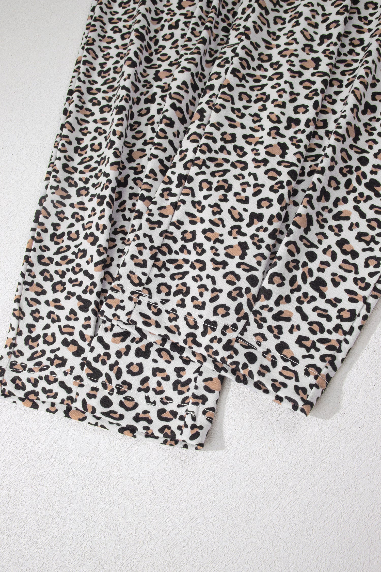 Leopard Print High-Low Tee & Wide Leg Pants Set – Brown