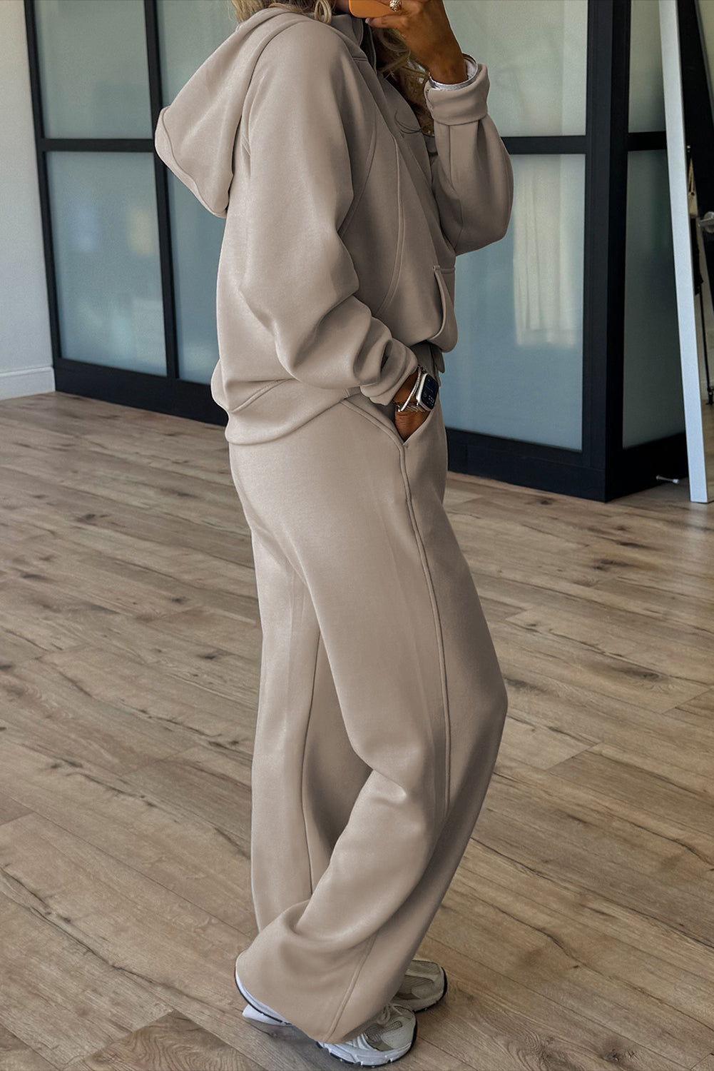 Beau Blue Half Zip Thumbhole Sleeve Hoodie Active Pants 2pcs Outfit Dear-Lover Dropshipping