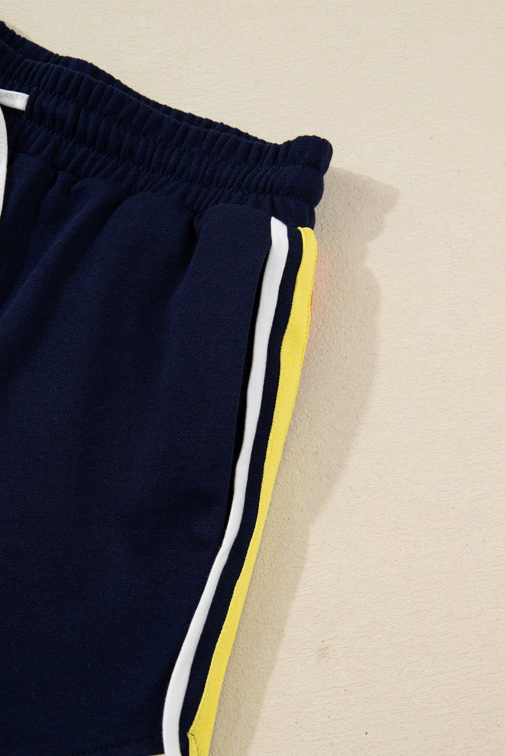 Colourful Striped Accent Varsity Long Sleeve Pullover and Shorts Co-ord Set