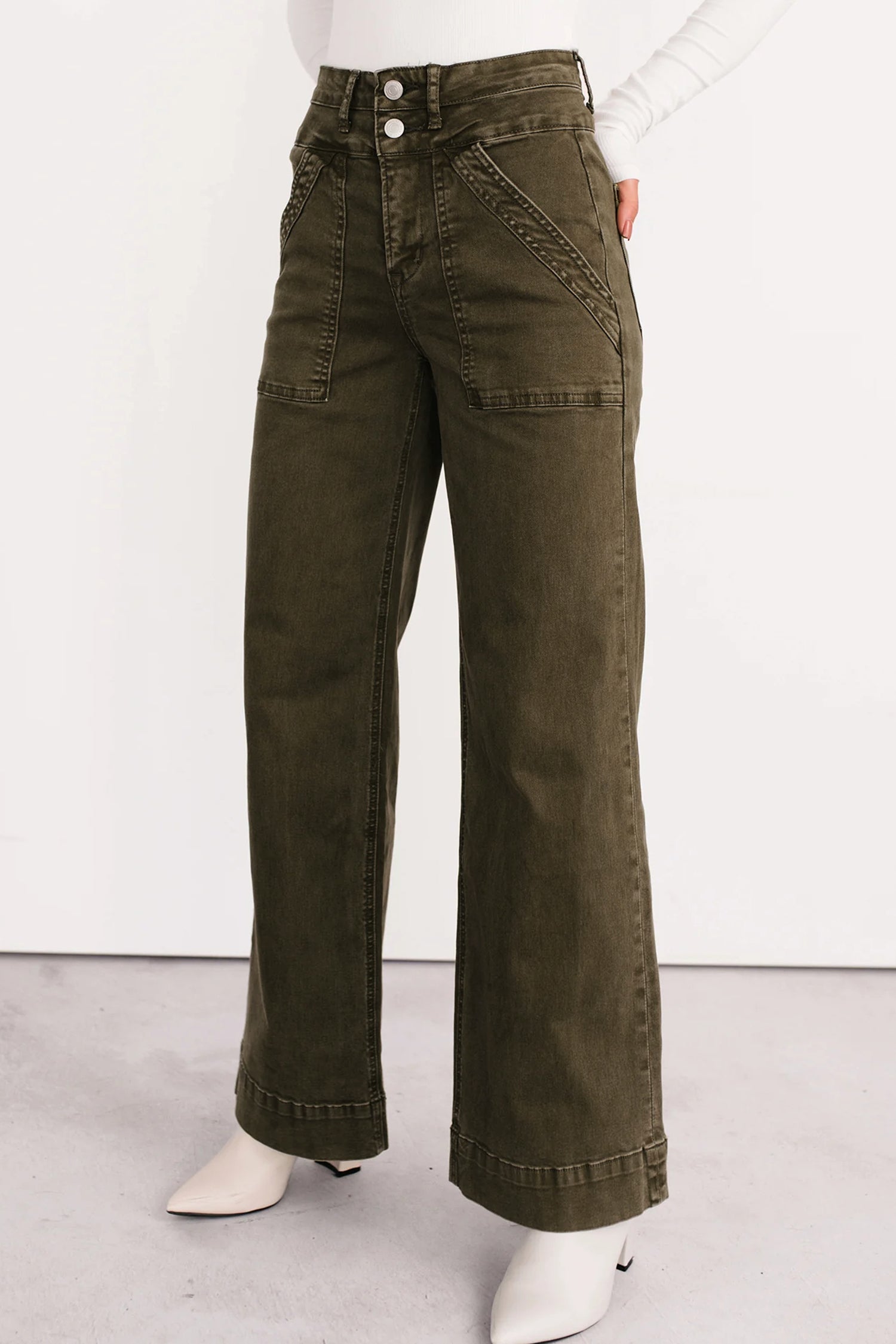 Double Waistband Loose Straight Jeans - eAura