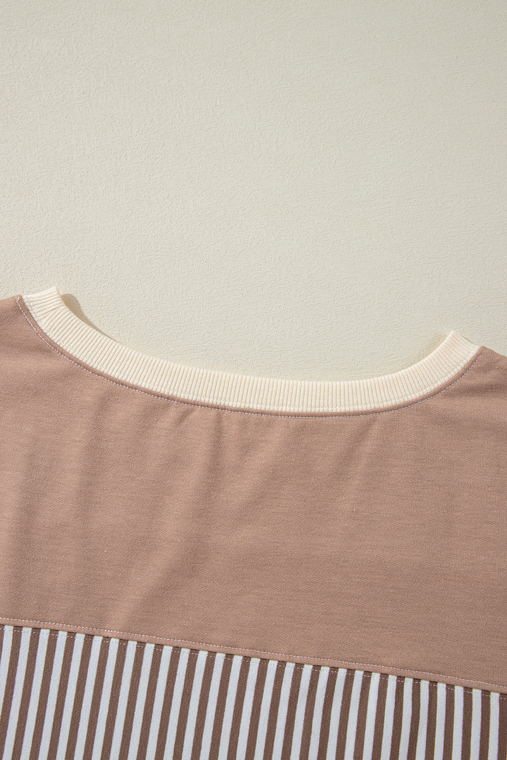 Pink Stripe Patchwork Bracelet Sleeve Plus Size T Shirt BB Fashion Outlet