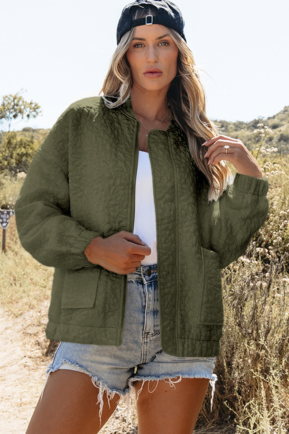 Jungle Green Floral Quilted Jacket Beagle Boutique Fashion Outlet