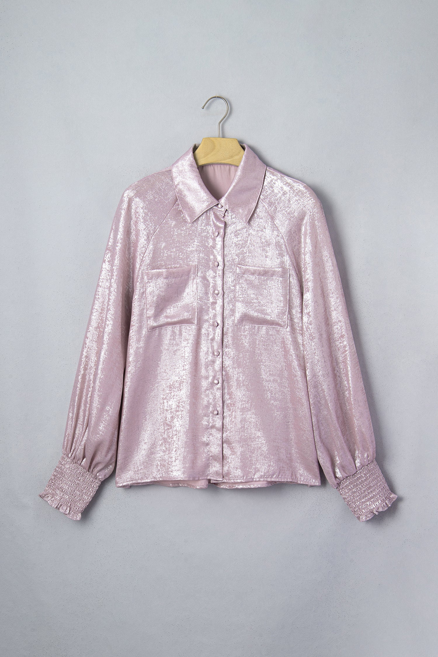 Long Sleeve Button Front Ruffle Cuffs Back Paneling Shirt – Delicacy