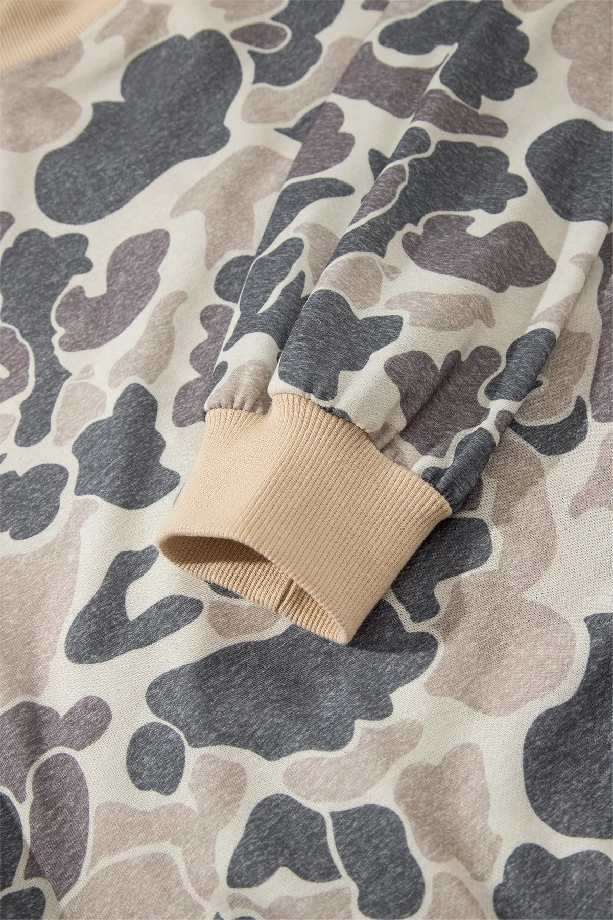 Camouflage Print Colour Block Trim Zip Bomber Sweatshirt – Multicolour