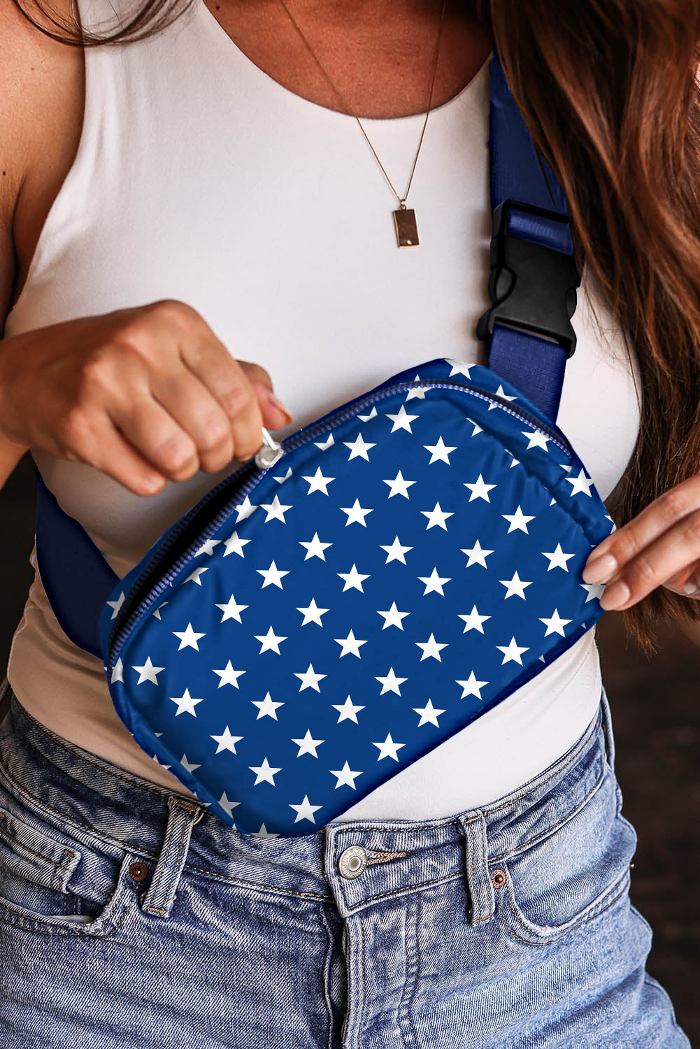Bluing Independent Day Flag Star Printed Crossbody Bag BB Fashion Outlet