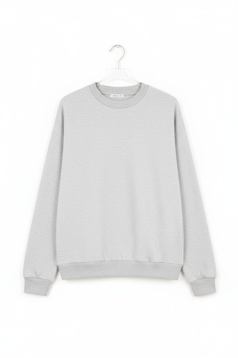 Oversized Drop Shoulder Reversible Mock Neck Sweatshirt - Light Grey / L - Tops/Sweatshirts & Hoodies