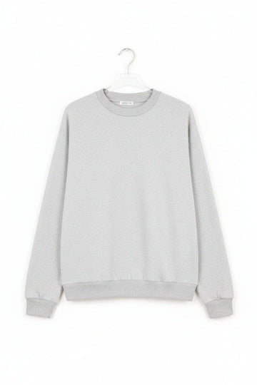 Oversized Drop Shoulder Reversible Mock Neck Sweatshirt - Light Grey / L - Tops/Sweatshirts & Hoodies