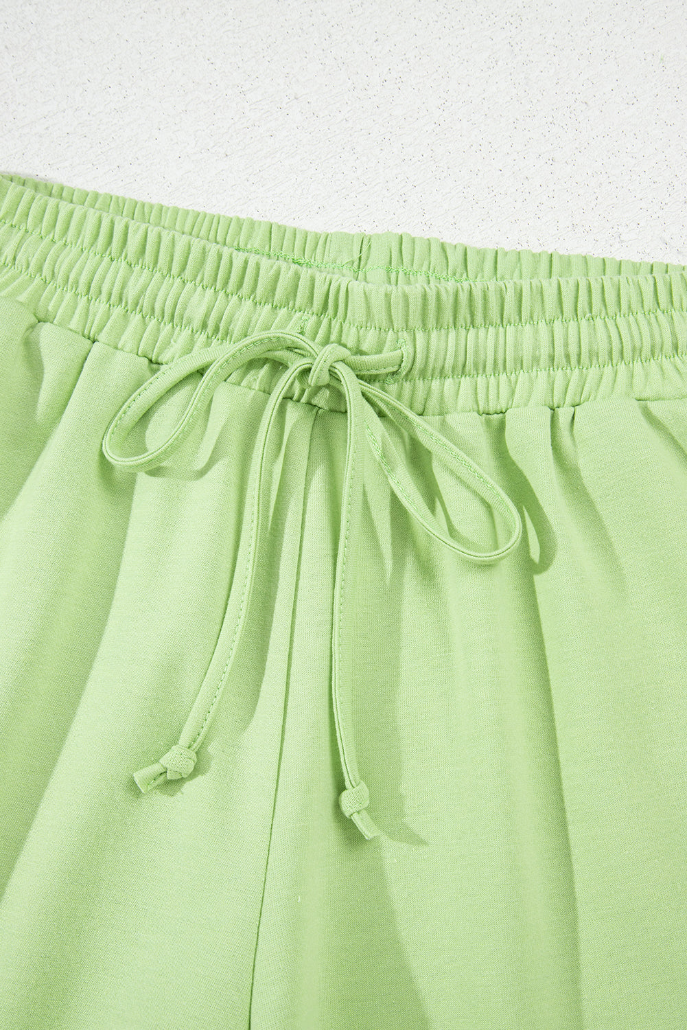 Meadow Mist Green Solid Loose V Neck Half Sleeve Tee and Shorts eAura