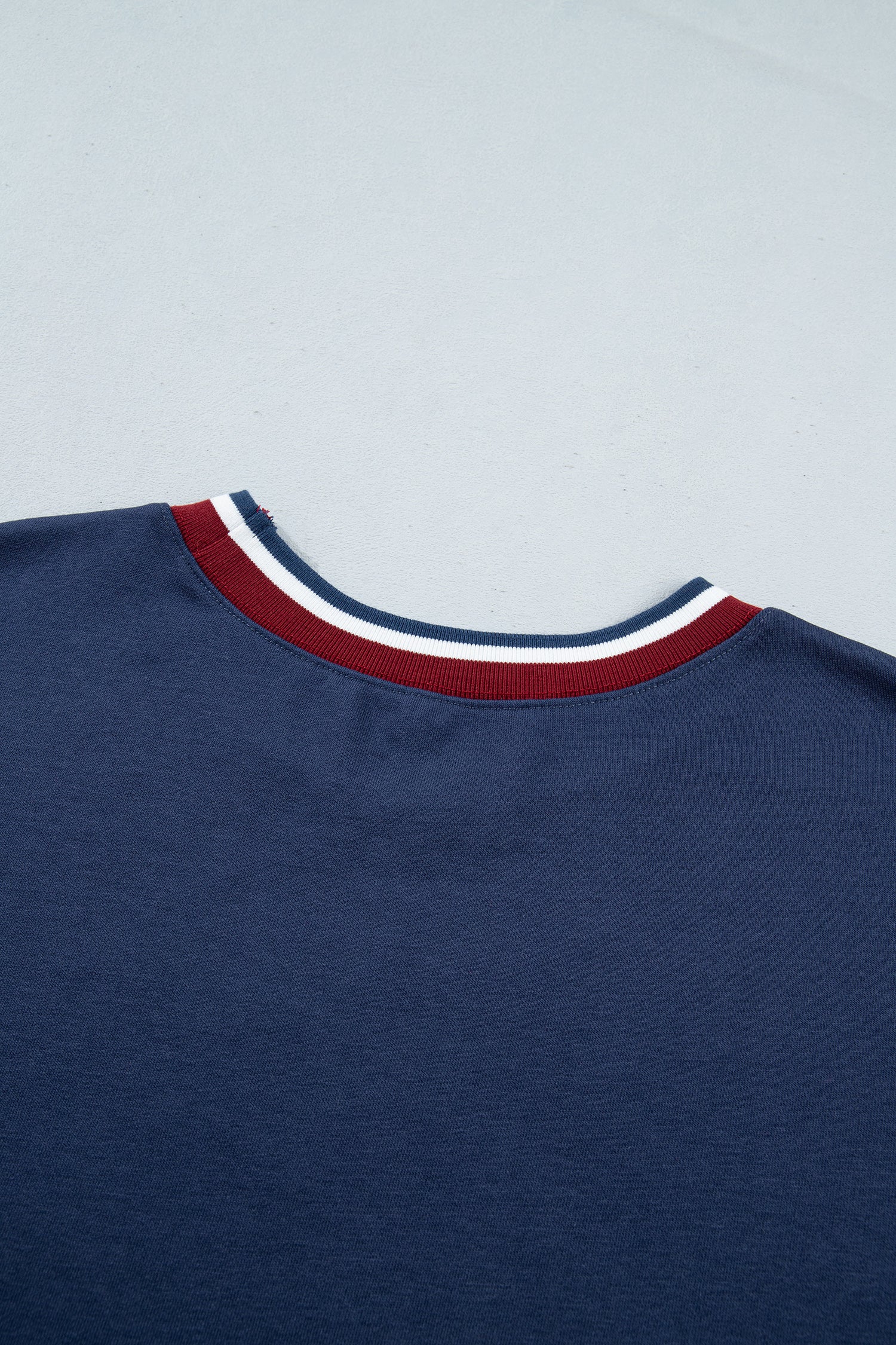 Patchwork Round Neck Long Sleeve Sweatshirt – Sail Blue