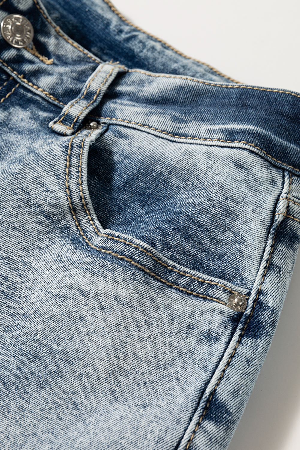 Myosotis High Rise Button Zip Fly Medium Wash Jeans eAura
