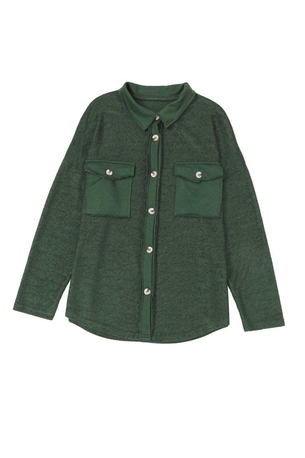 Grey Contrast Flap Pockets Relaxed Shacket Beagle Boutique Fashion Outlet